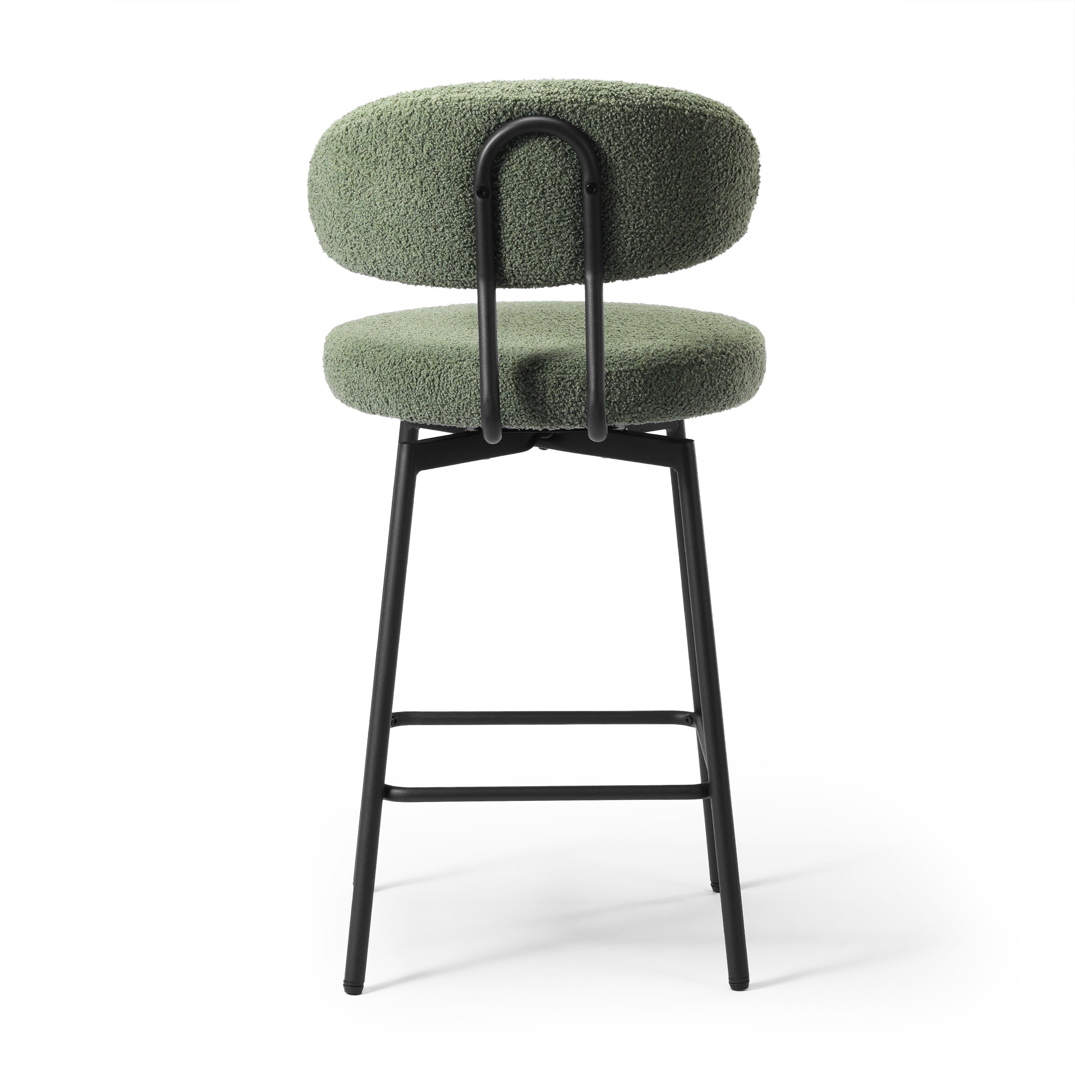 Celine Modern Upholstered Sherpa Fabric Counter Height Bar Stools with Back (Set of 2)