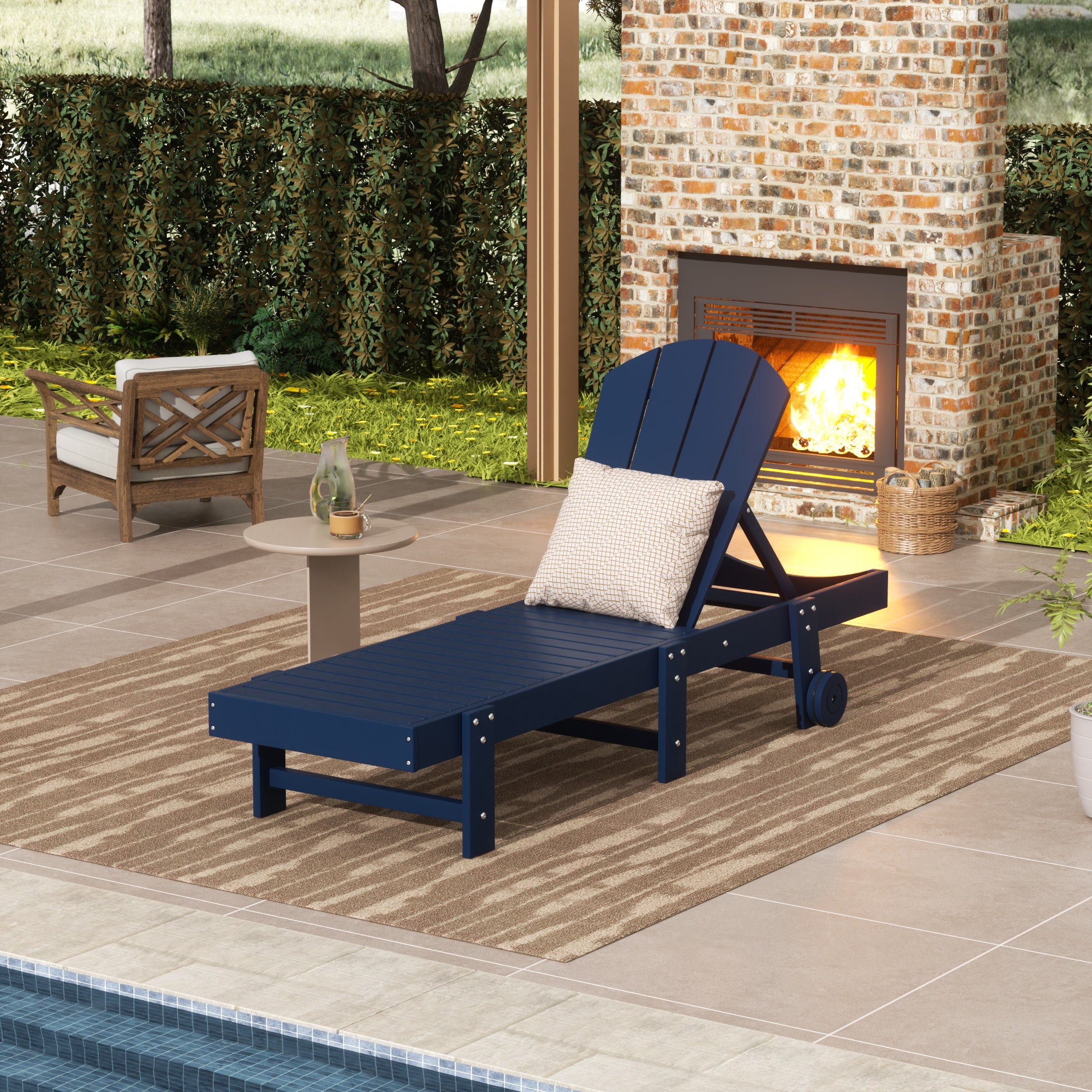 Paradise Adirondack Poly Reclining Chaise Lounge With Wheels