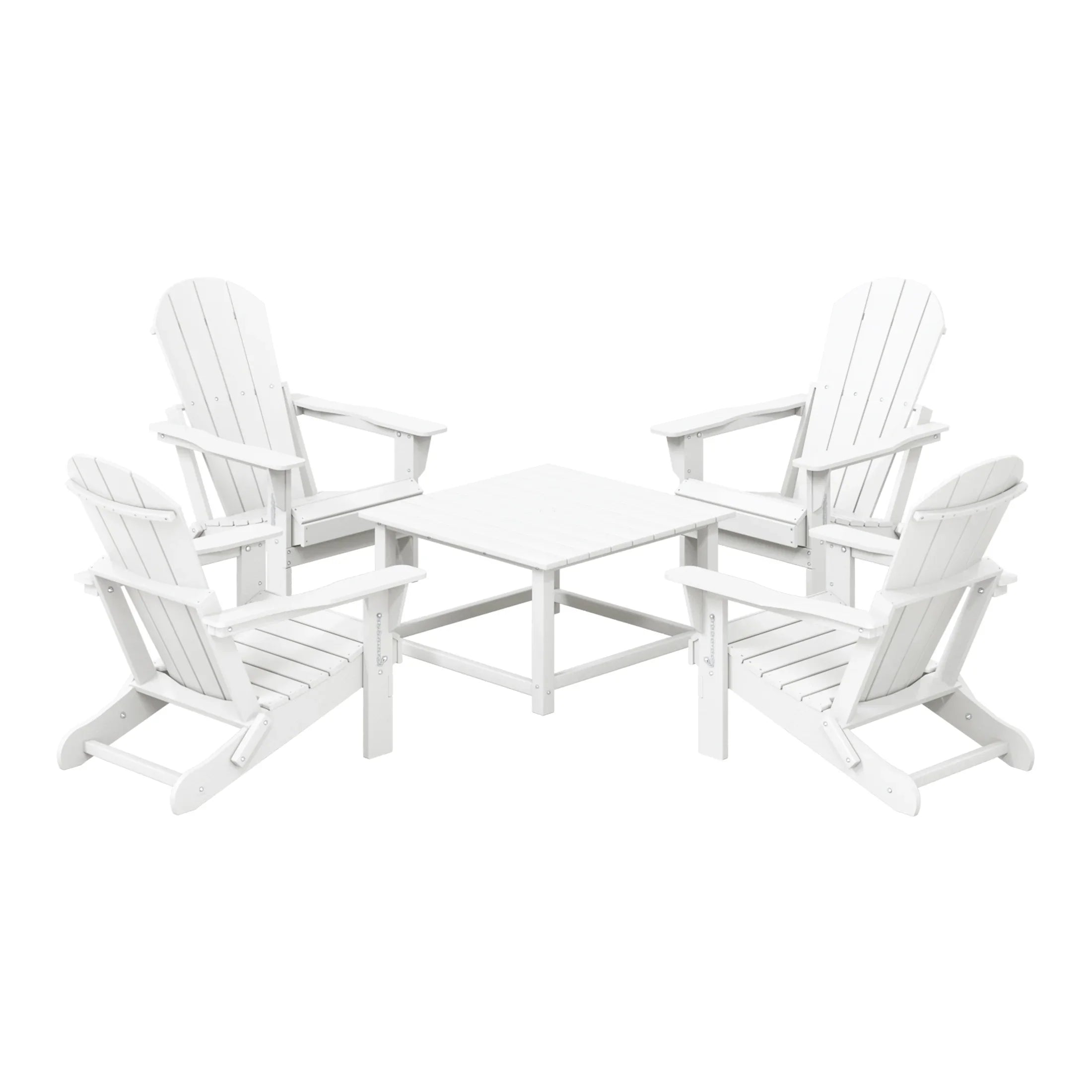Paradise 5-Piece HDPE Adirondack Chair Outdoor Patio Square Table Conversation Set