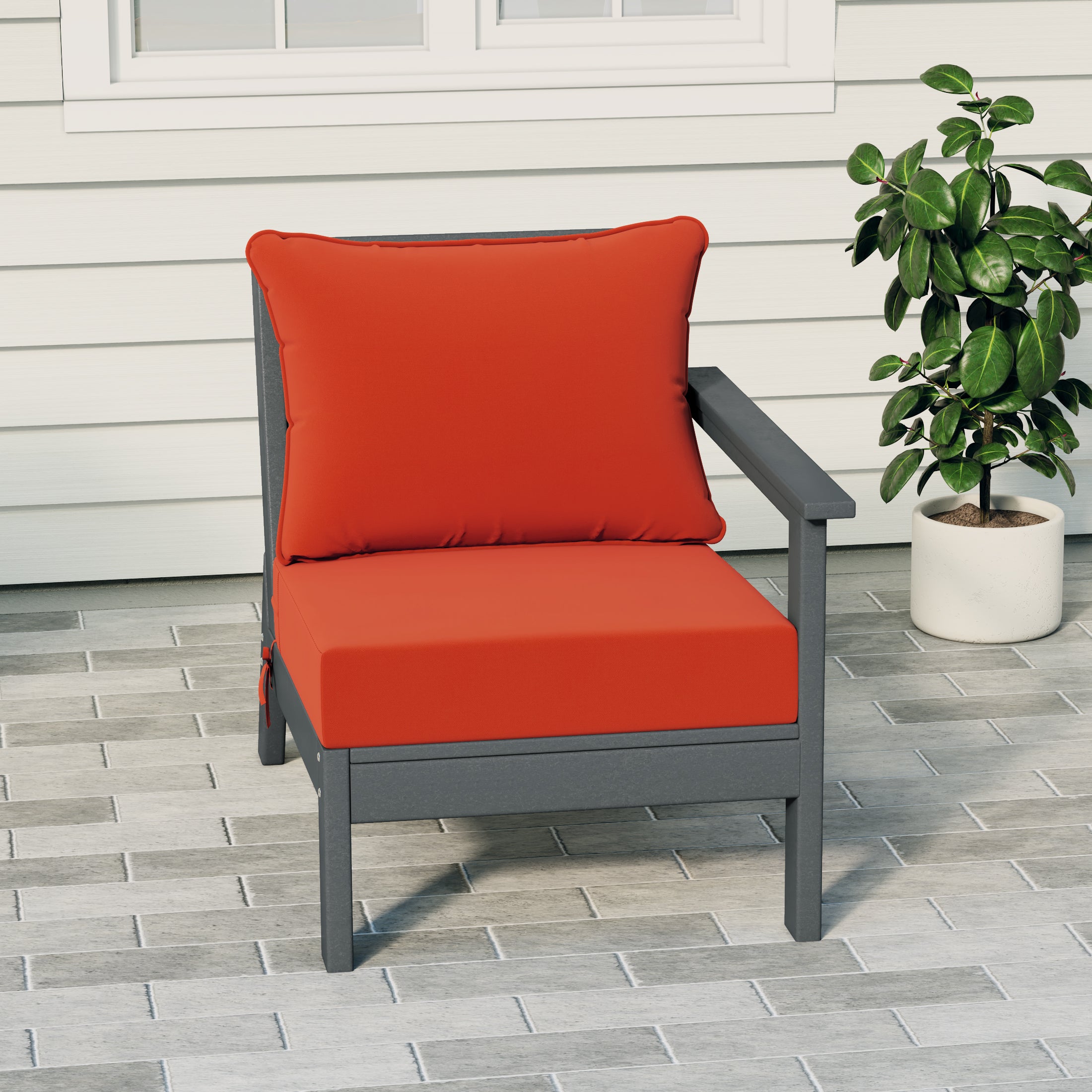 Portsmouth Outdoor Patio HDPE Right Arm Sectional Corner Club Chair with Patio Cushions