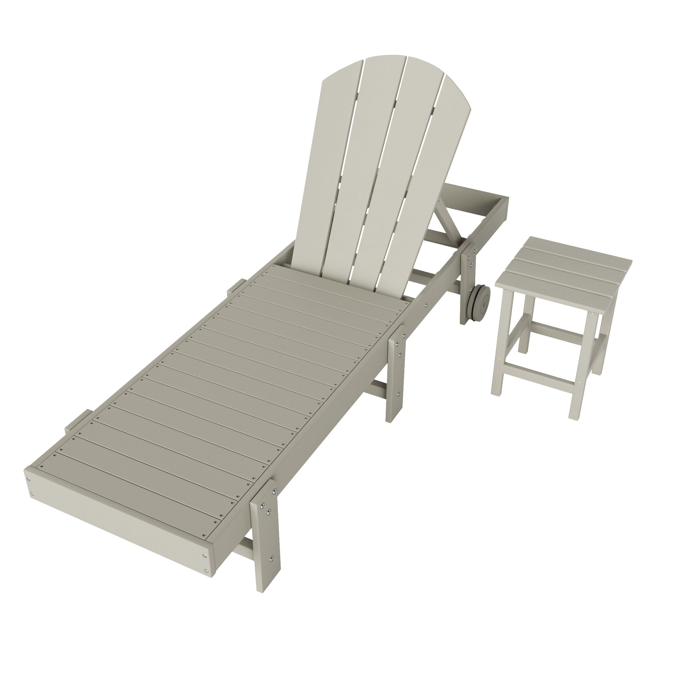 Paradise 2 Piece Adirondack Poly Reclining Chaise Lounge With Wheels