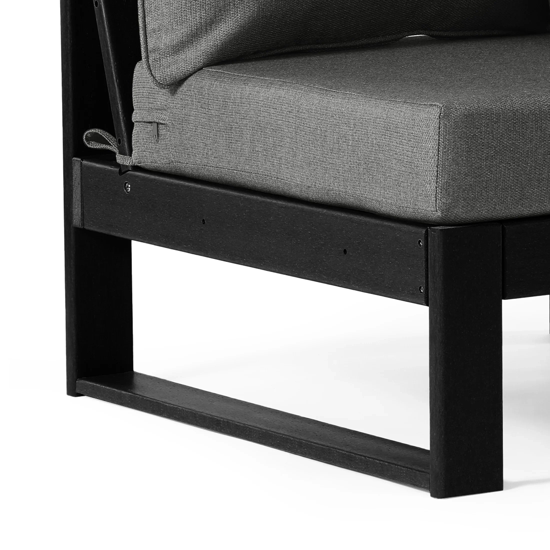 Rockaway Outdoor HDPE Sectional Armless Chair with Water-Proof Patio Cushions