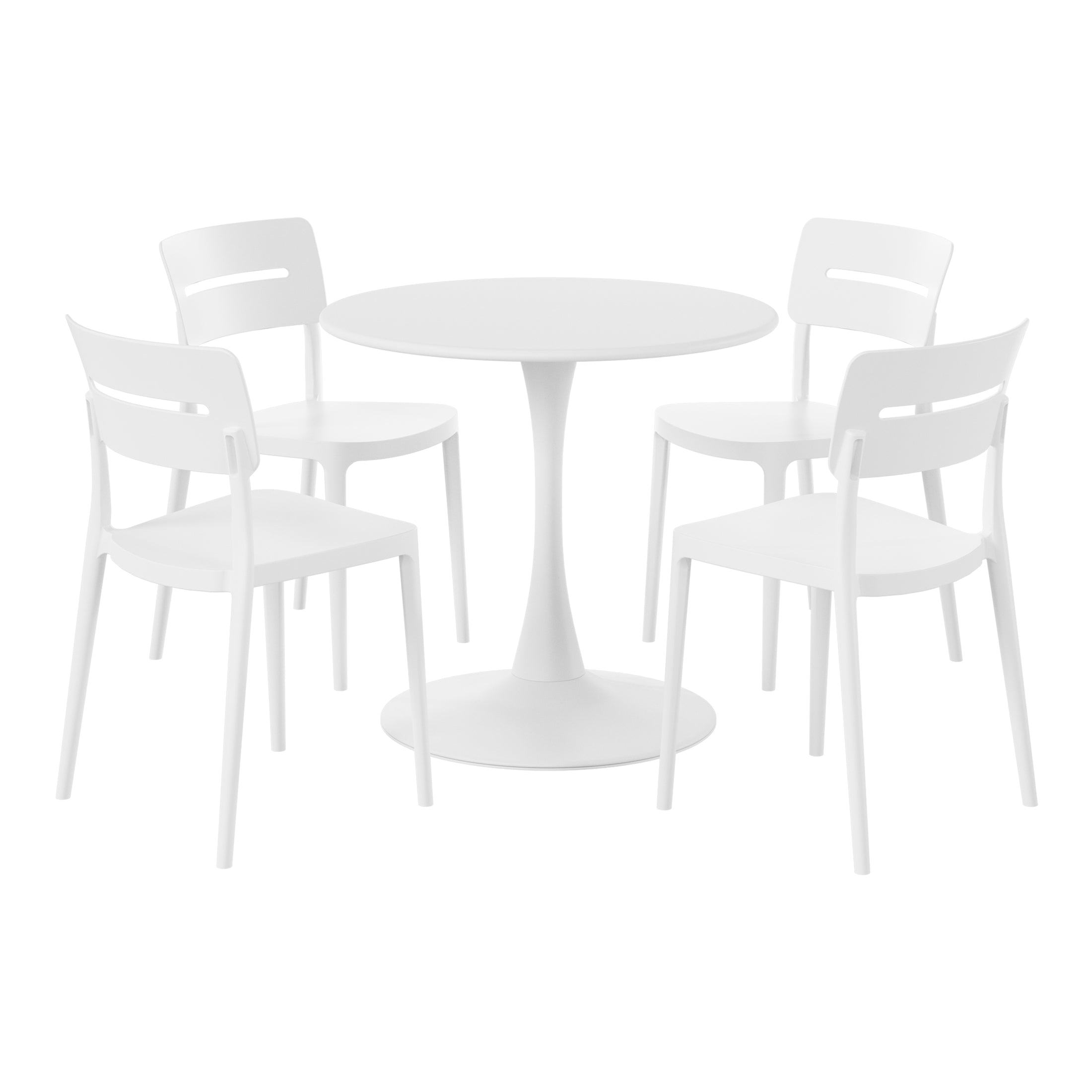Sunshine 5-Piece Outdoor Indoor Round Metal Patio Dining Table Set With Stackable Patio Chairs
