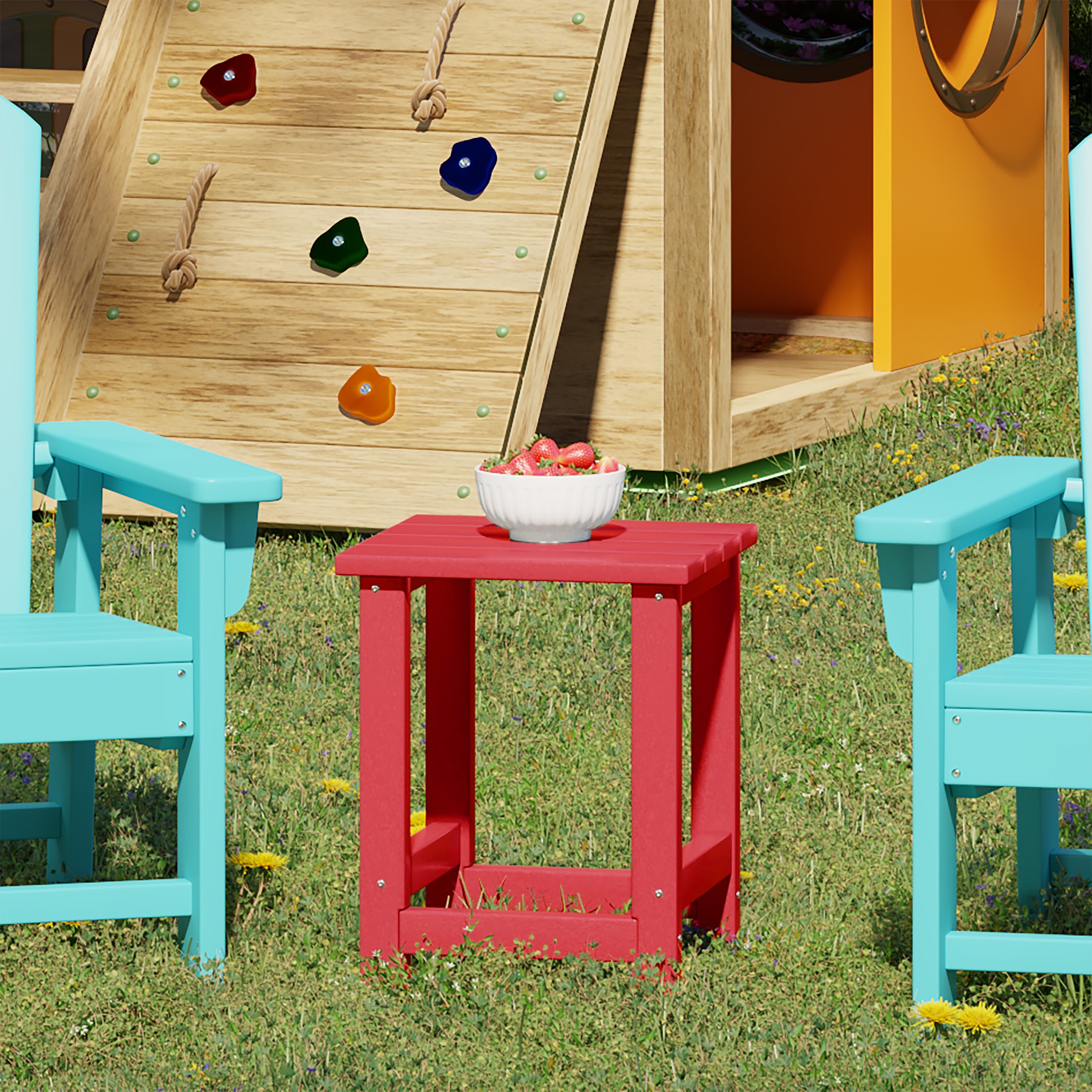 Paradise Kids Outdoor Patio Furniture HDPE Adirondack Square Side Table