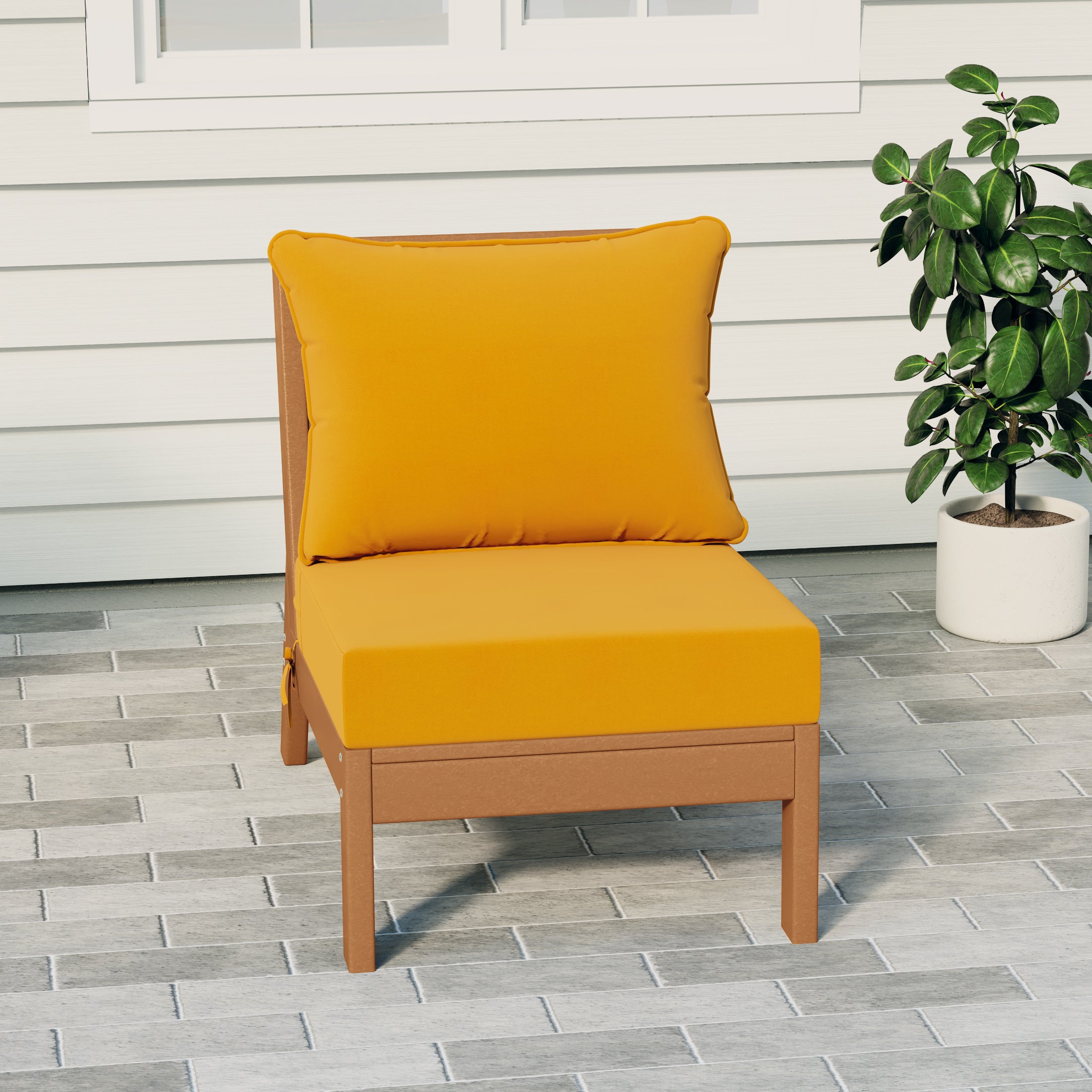 Portsmouth Outdoor HDPE Deep Seating Modular Armless Patio Chair with Patio Cushions