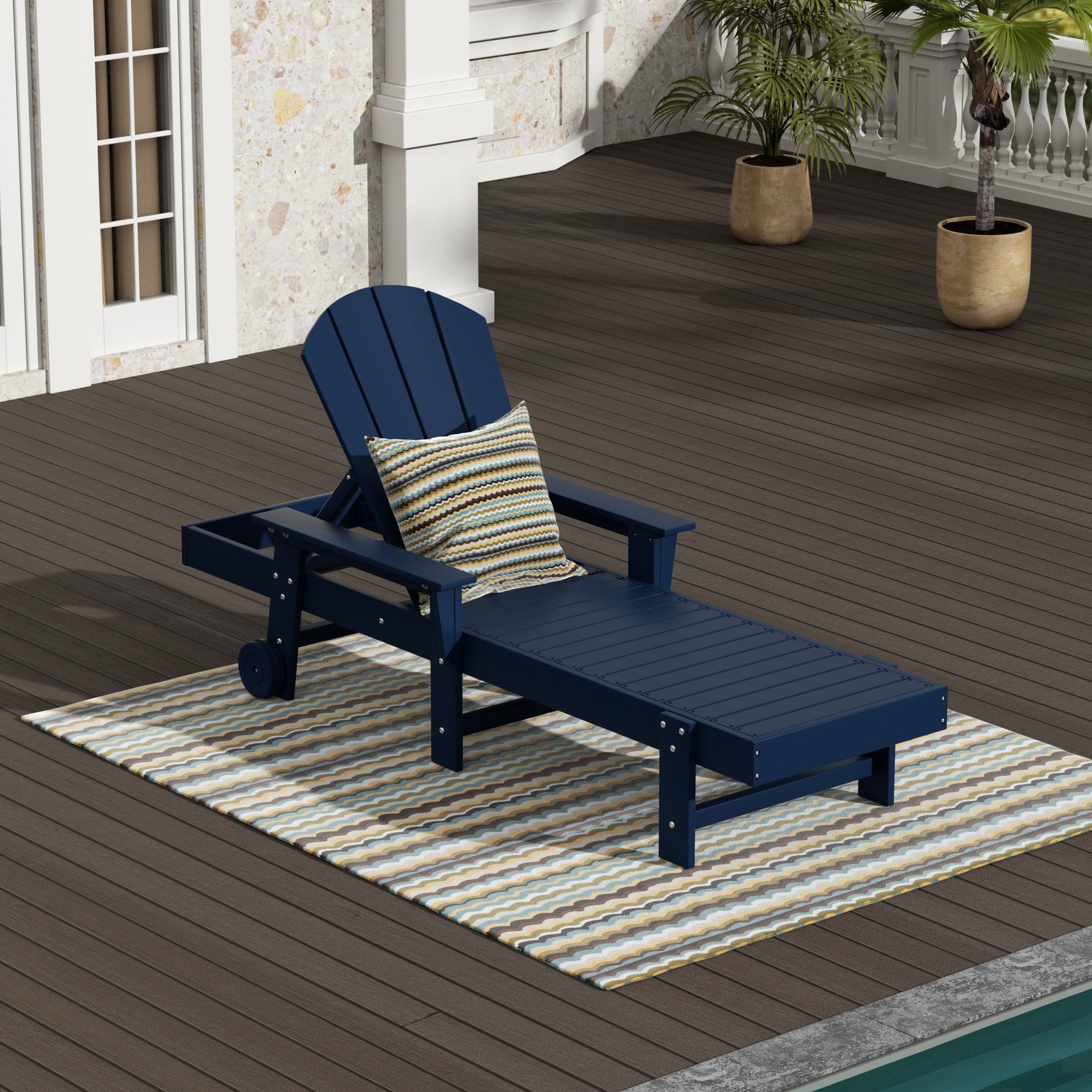 Paradise Reclining Chaise Lounge With Arms & Wheels