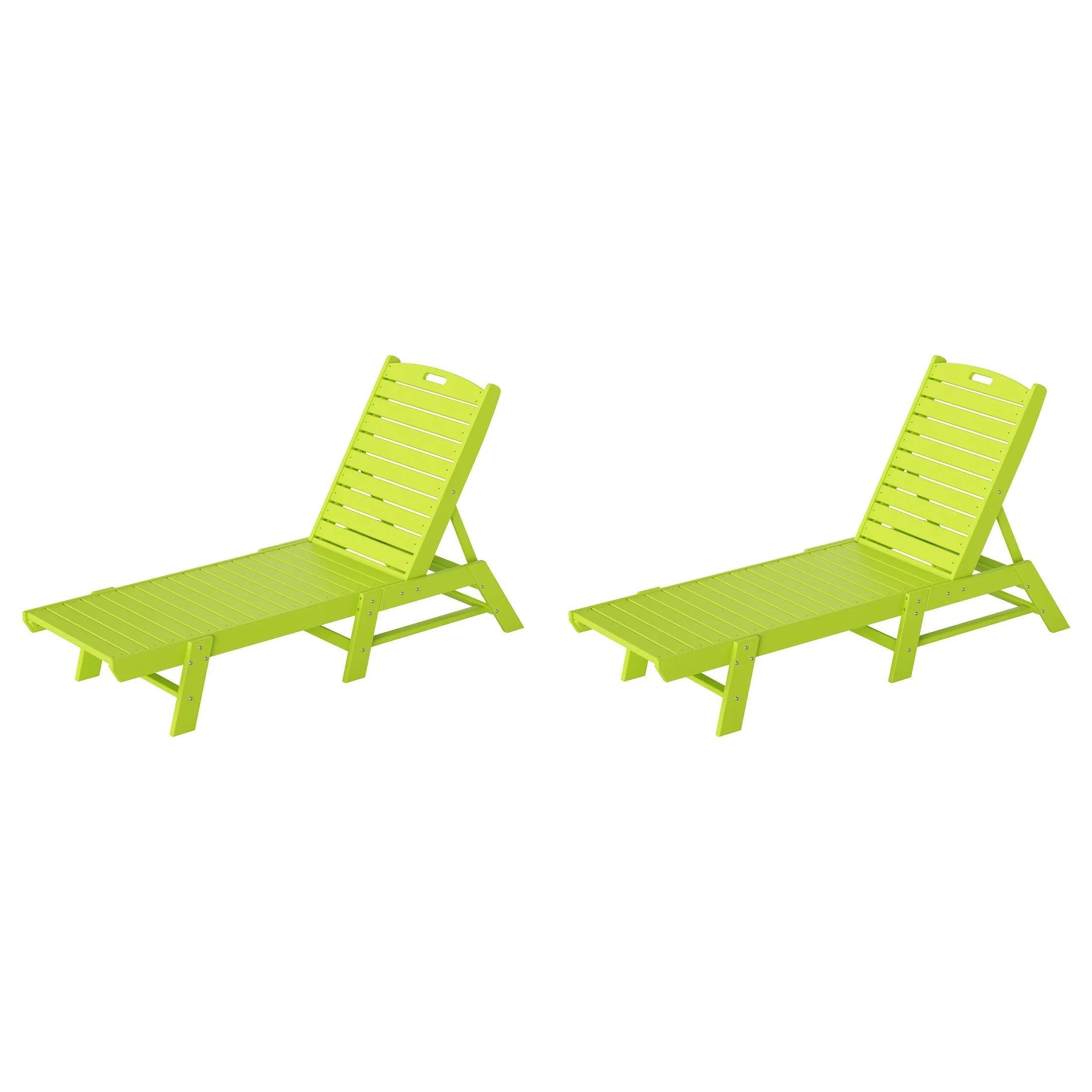 Paradise Poly Reclining Outdoor Patio Chaise Lounge Chair Adjustable (Set of 2)
