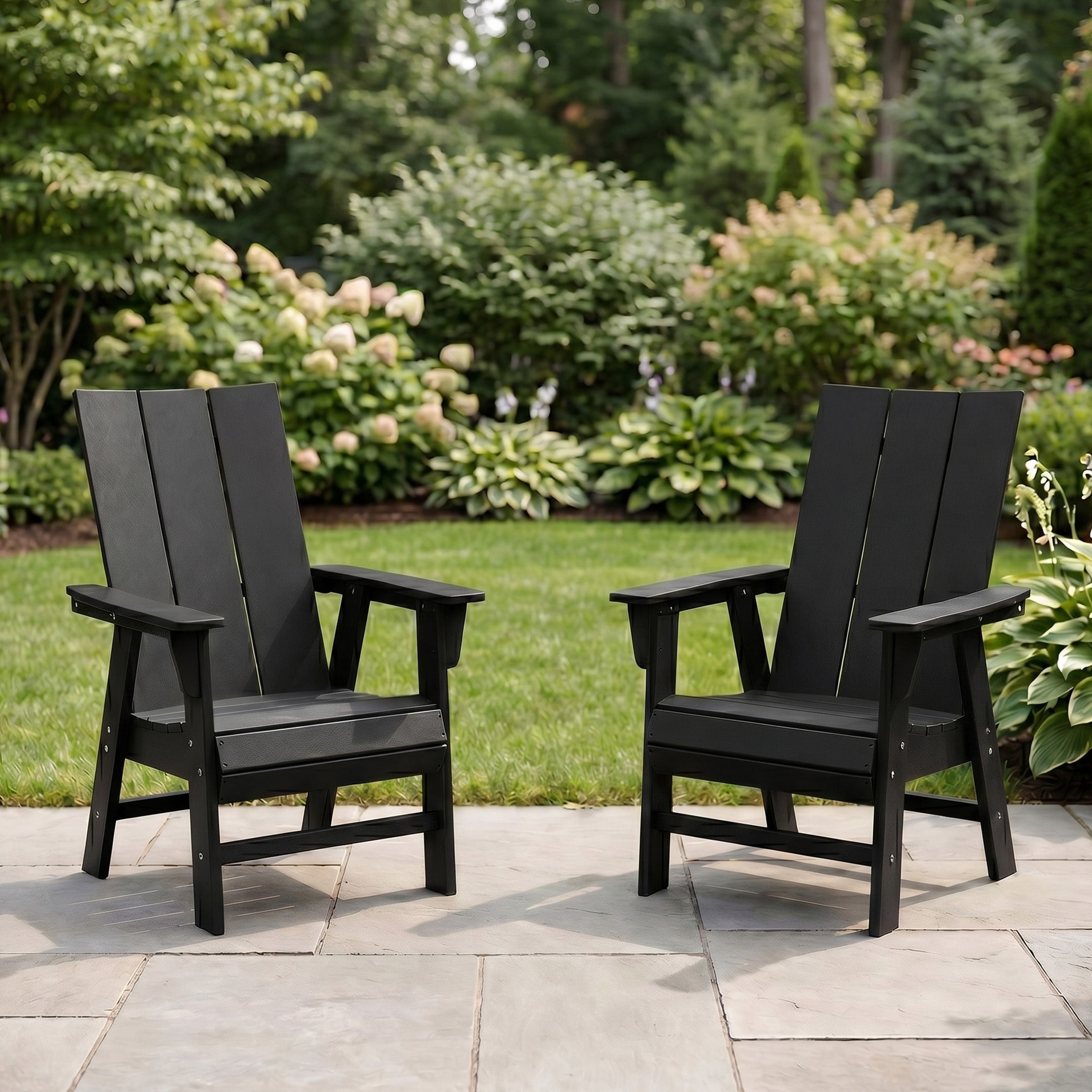 Palms Outdoor Patio HDPE Plastic Modern Adirondack Dining Chairs (Set of 2)