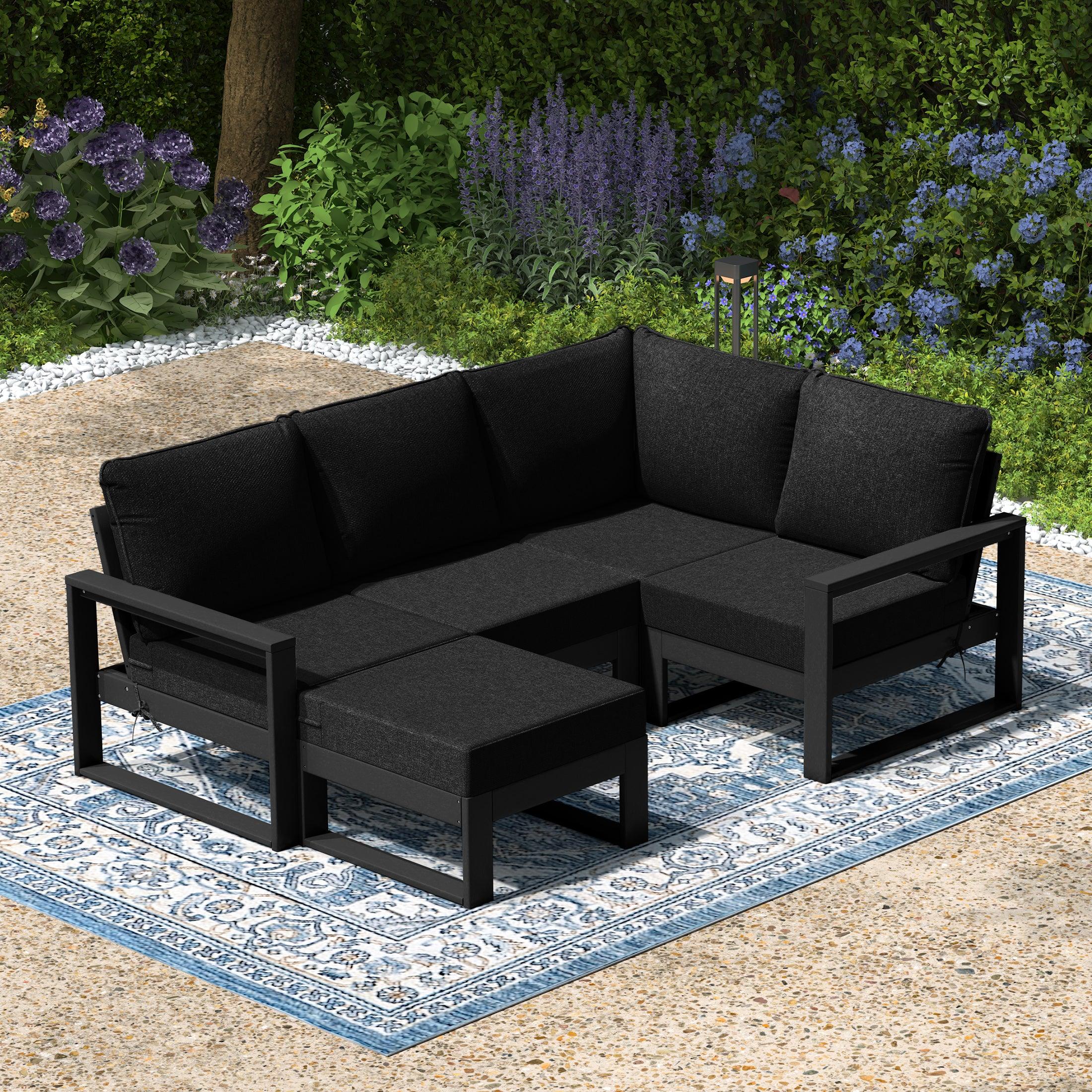 Rockaway 5-piece Outdoor Sectional Modular Patio Furniture Sofa Set