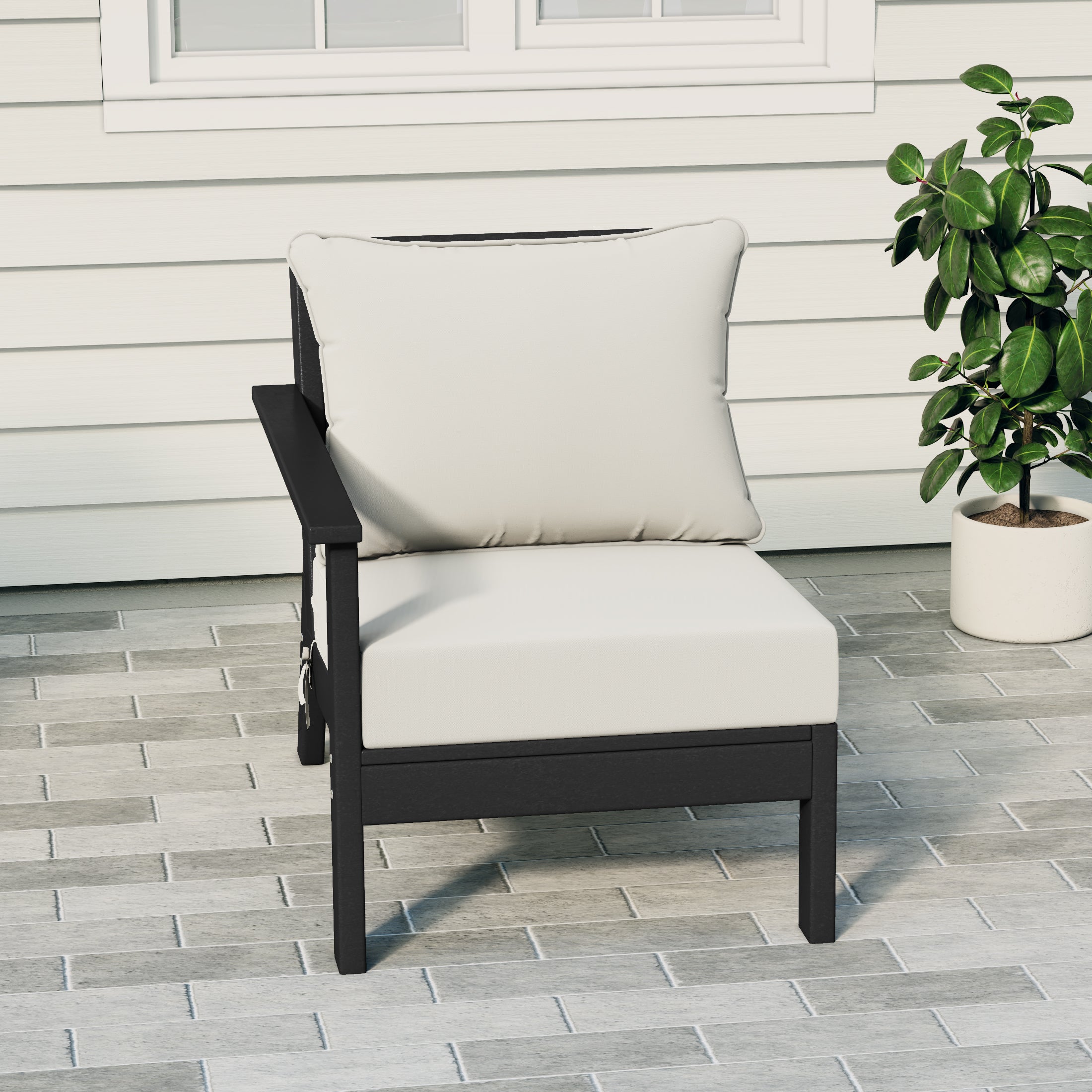 Portsmouth Outdoor Patio HDPE Left Arm Sectional Corner Club Chair with Patio Cushions