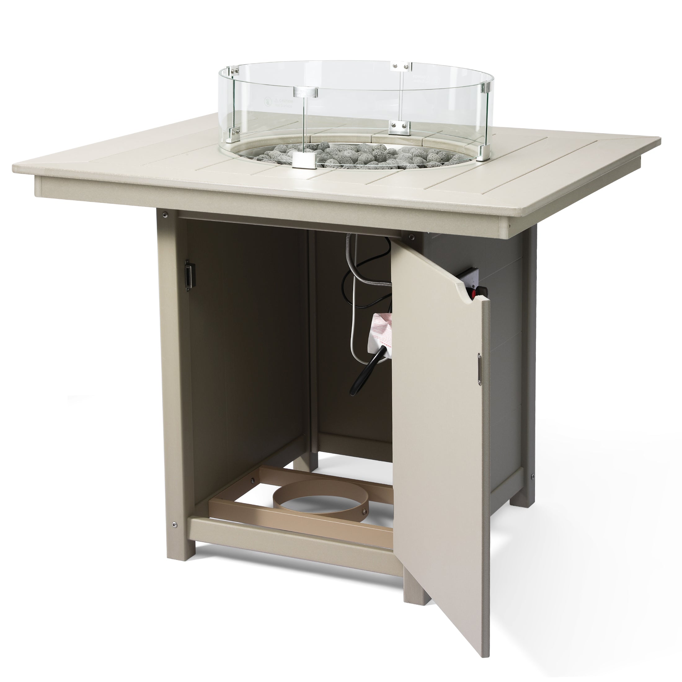 Sol 42" Modern Outdoor Patio Gas Propane Square Fire Pit Table