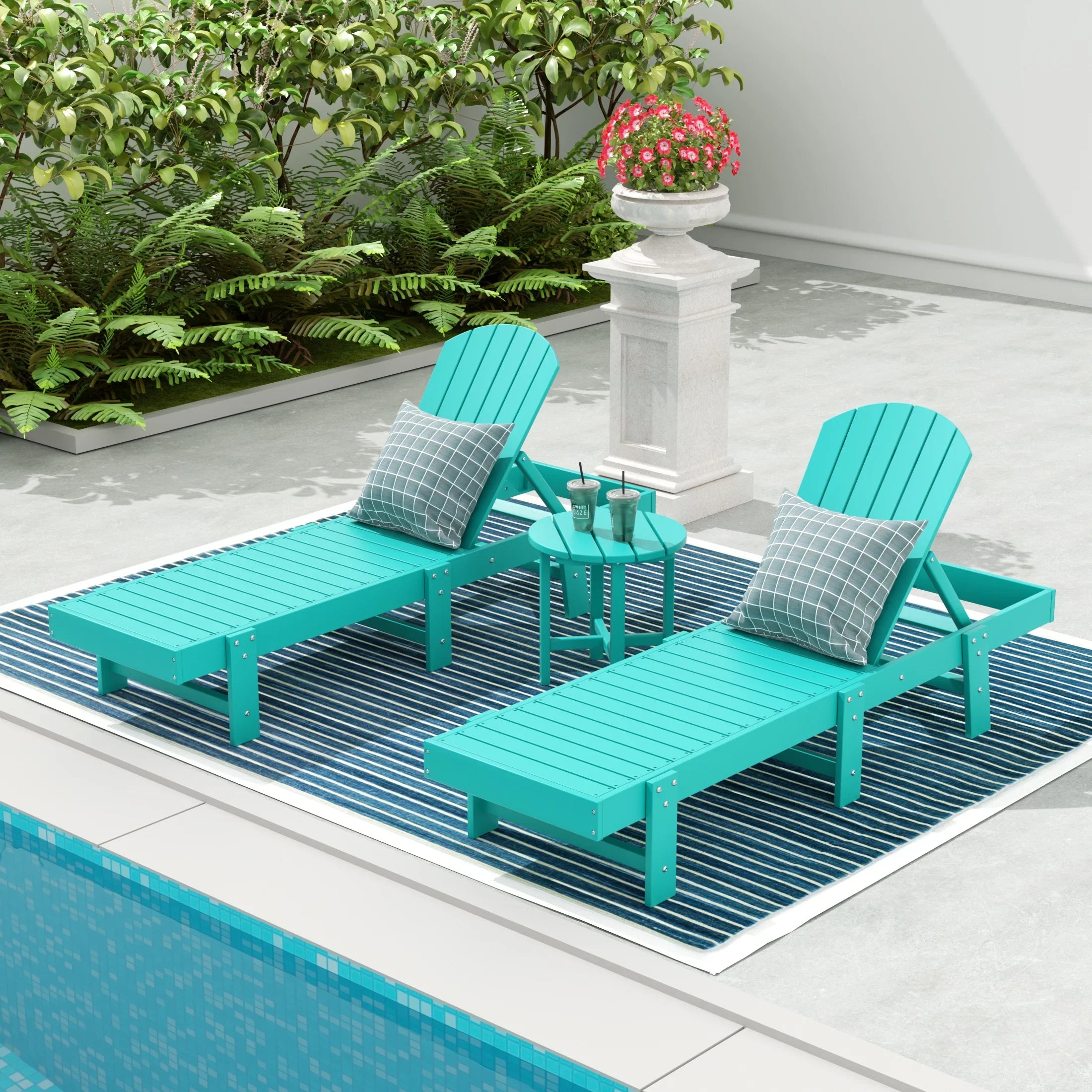 Portside 3 Piece Adirondack Poly Reclining Chaise Lounge