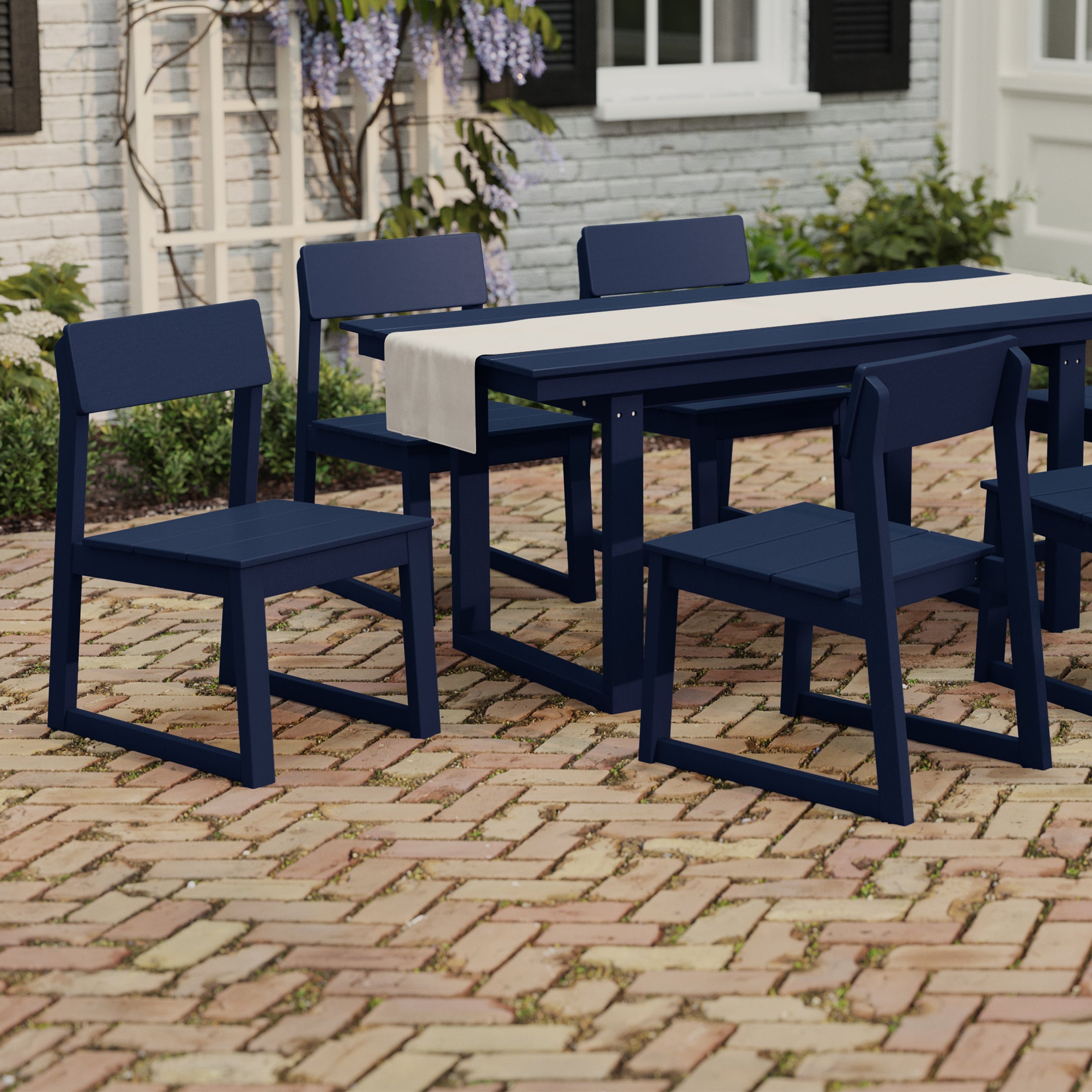 Cambria Modern HDPE Outdoor Armless Patio Dining Chairs (Set of 2)