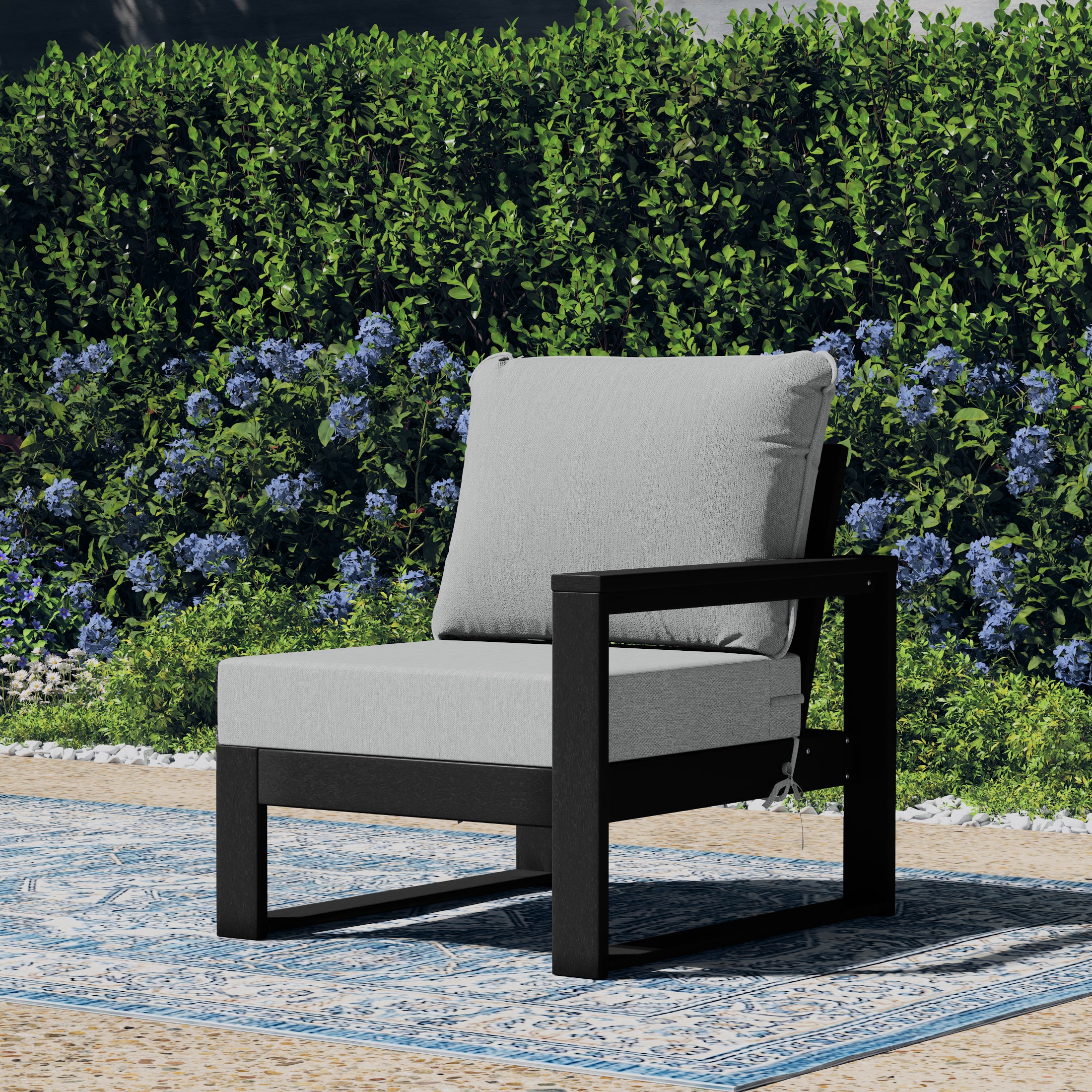 Rockaway Outdoor Patio HDPE Right Arm Facing Sectional Corner Chair with Patio Cushions