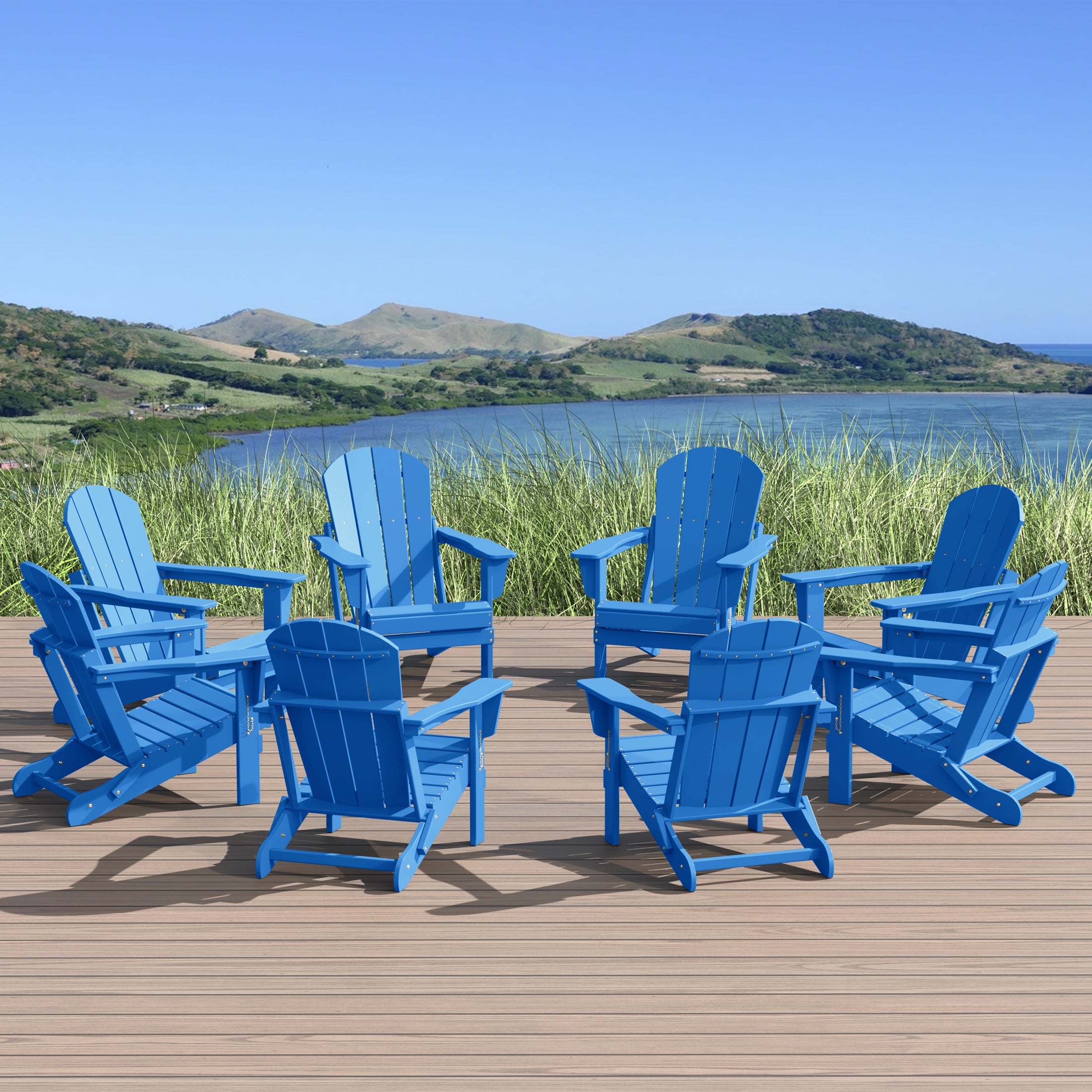 Paradise Outdoor Folding Poly Adirondack Chair (Set of 8)