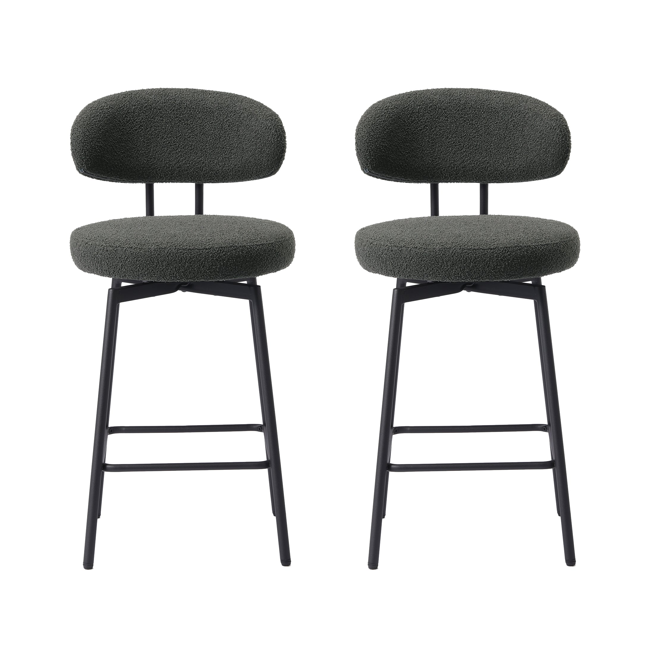 Celine Modern Upholstered Sherpa Fabric Counter Height Bar Stools with Back (Set of 2)