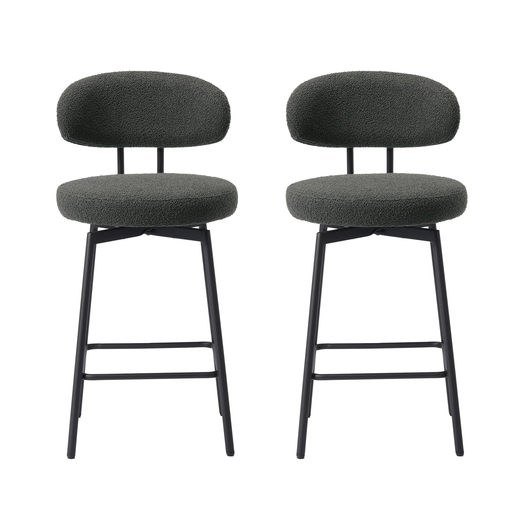 Celine Modern Upholstered Sherpa Fabric Counter Height Bar Stools with Back (Set of 2)