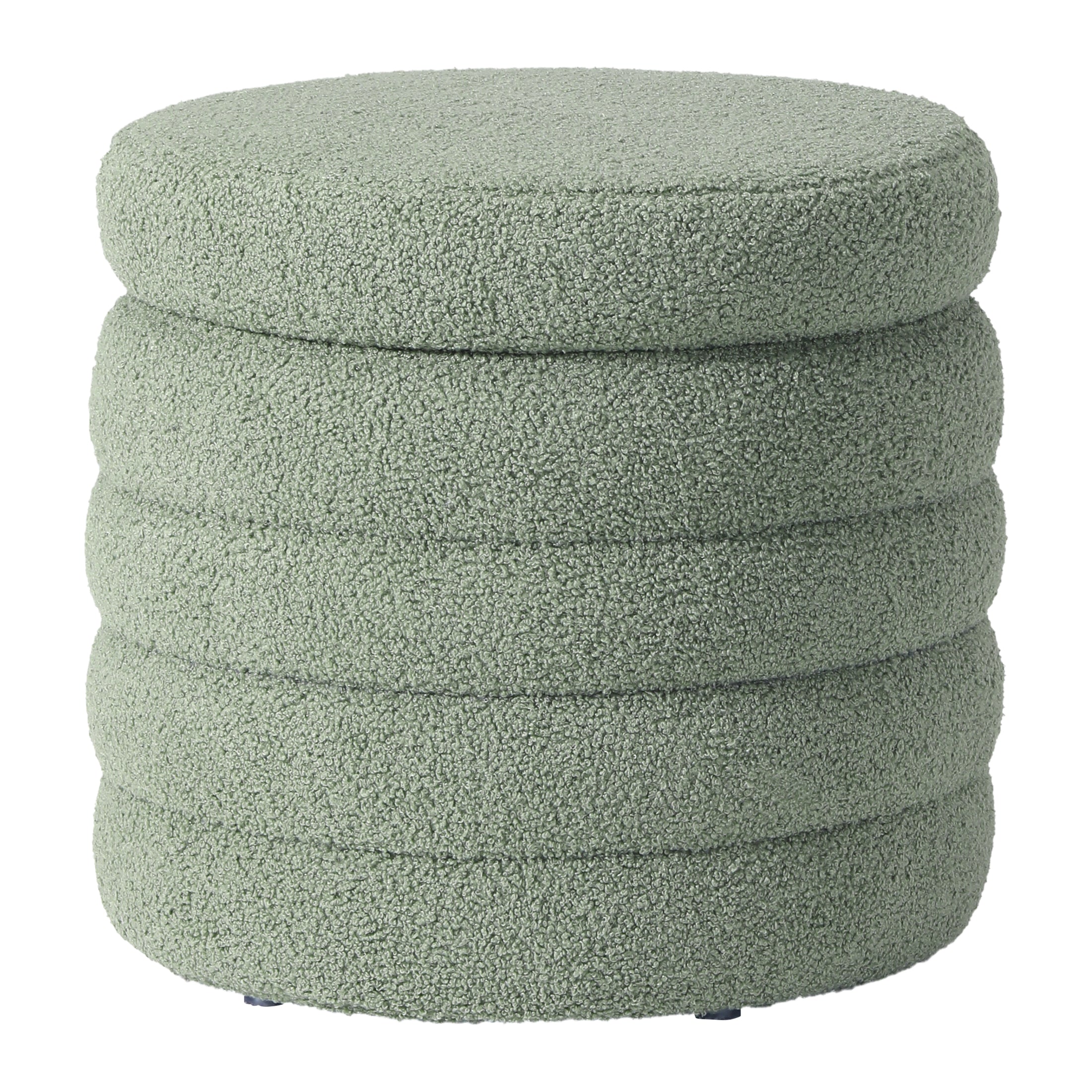 Celine Mid-Century Modern Sherpa Swivel Barrel Accent Chair With Storage Ottoman