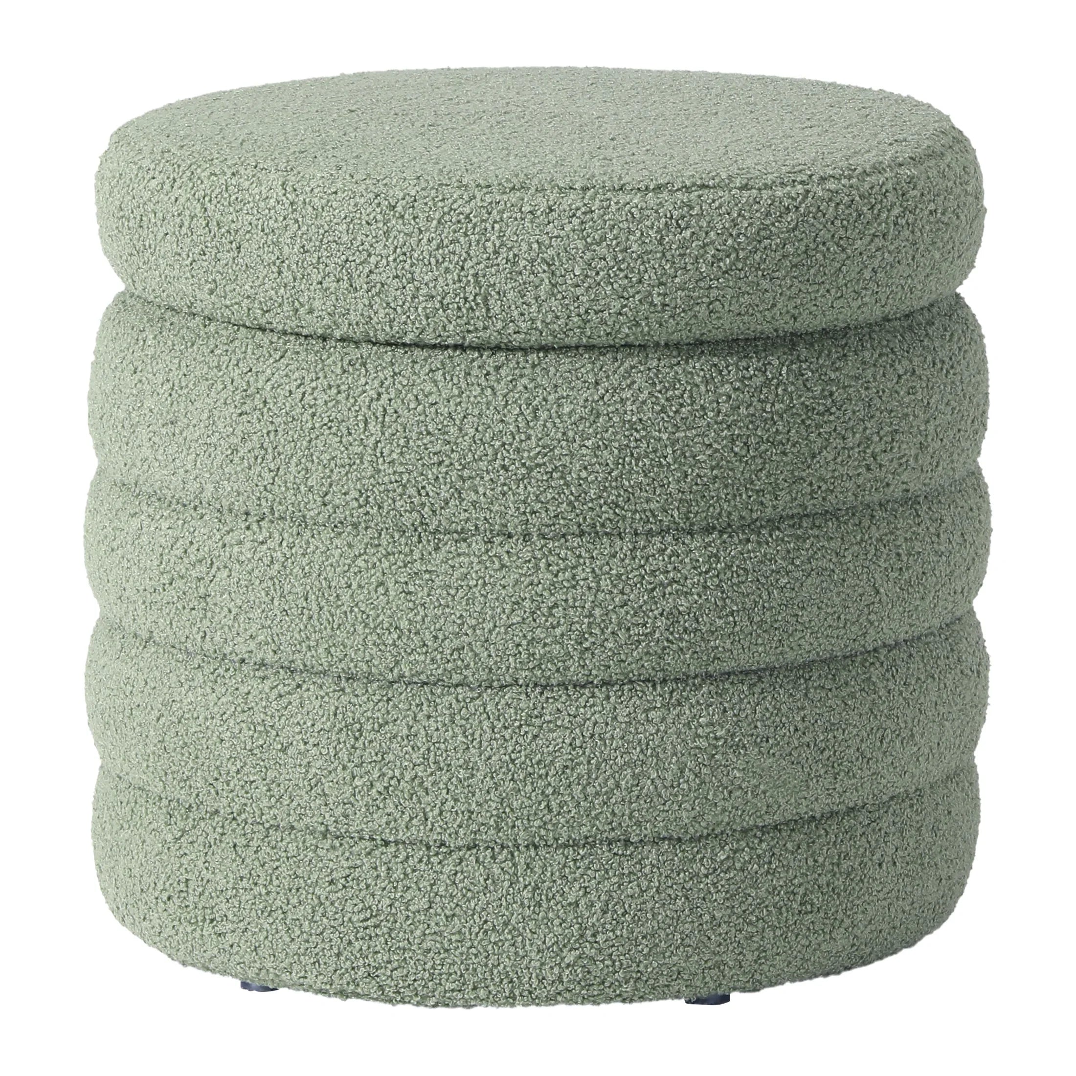 Celine Mid-Century Modern Sherpa Swivel Barrel Accent Chair With Storage Ottoman