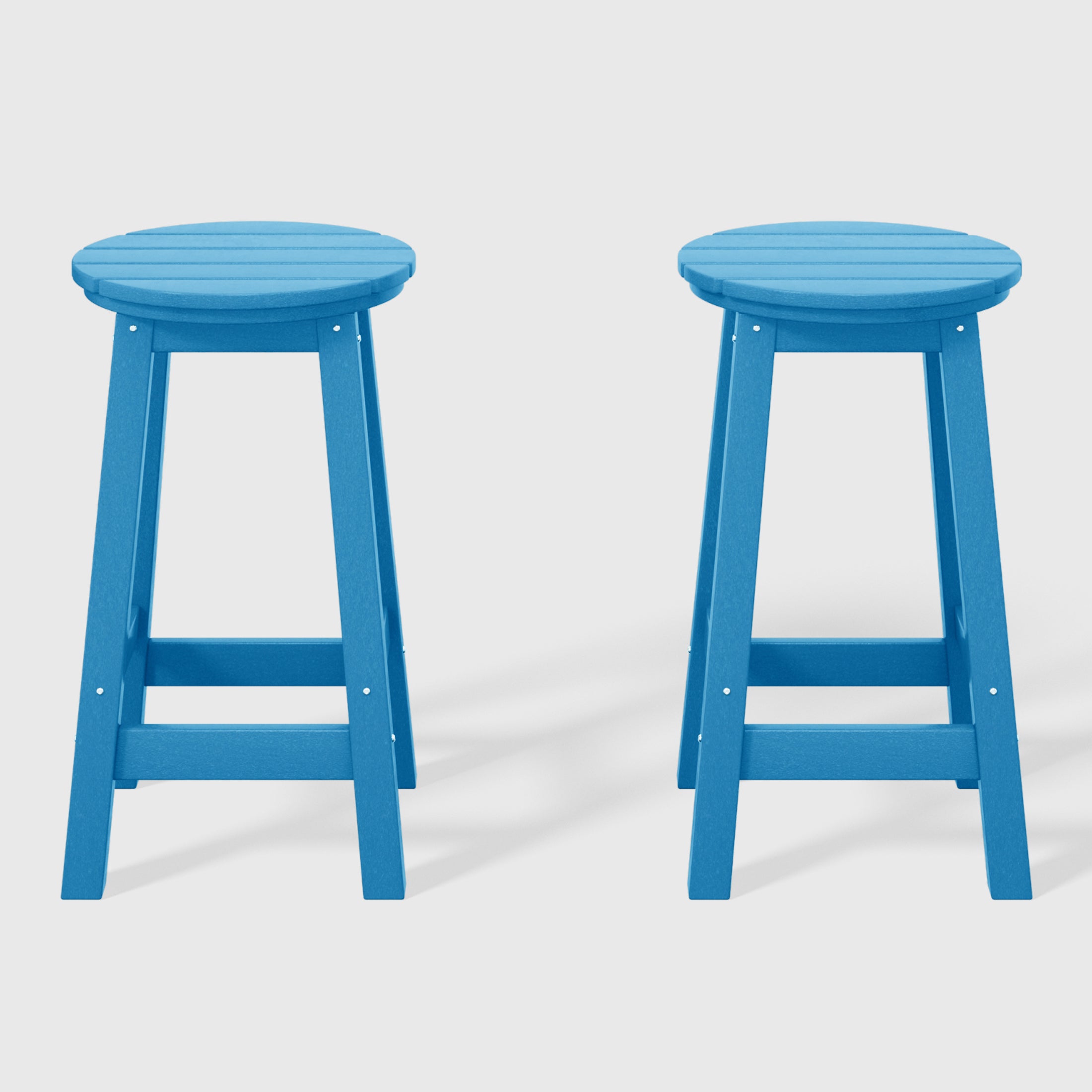 Paradise 24" HDPE Outdoor Patio Round Counter Height Bar Stool Set of 2