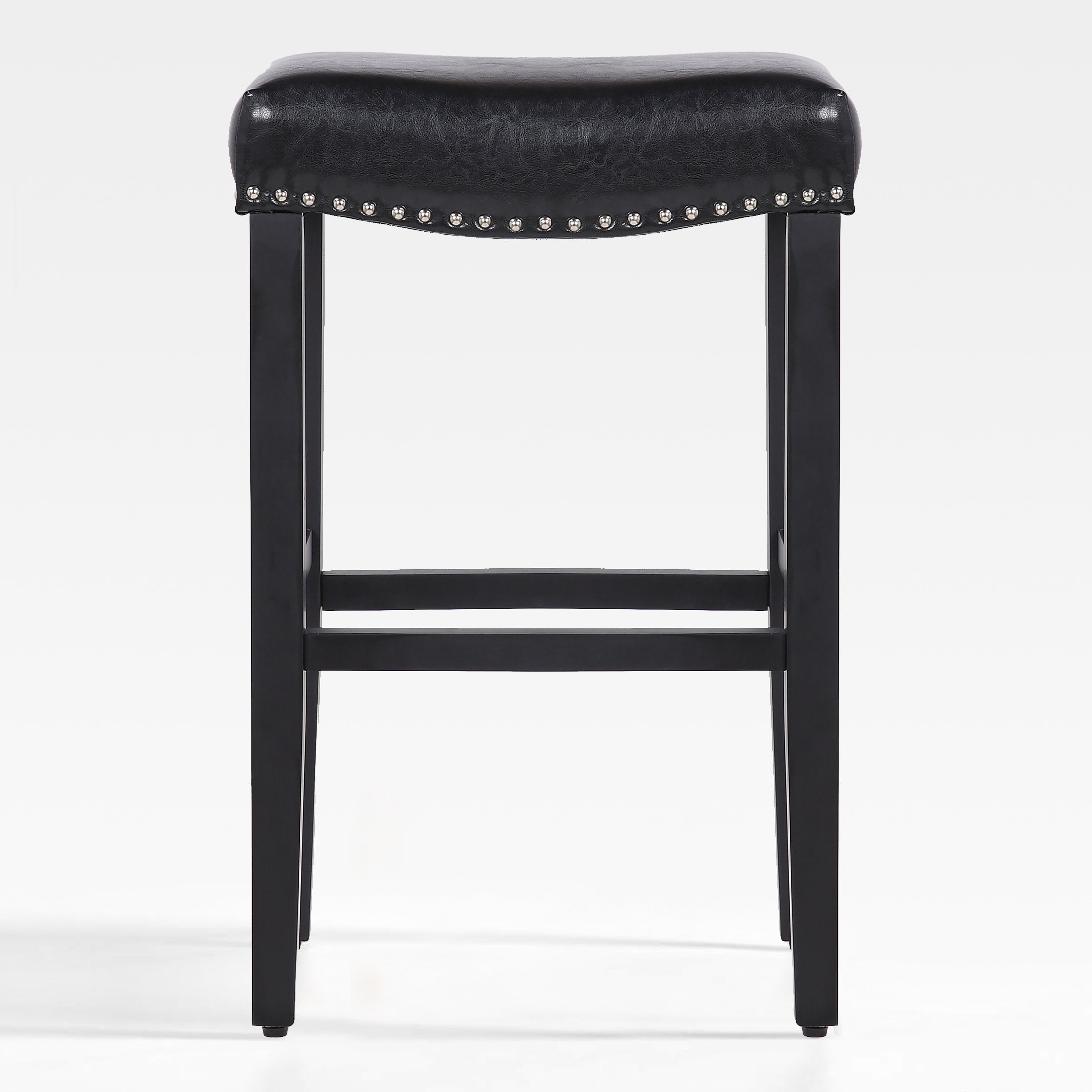 Bulmon 29" upholstered nail head bar counter stools with Black color legs