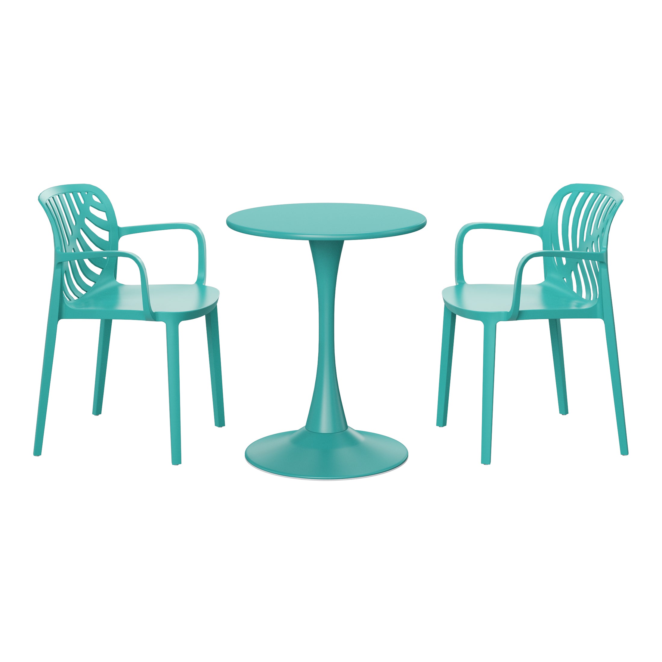 Sunshine 3-Piece Outdoor Indoor Metal Patio Dining Table Set With Stackable Patio Chairs