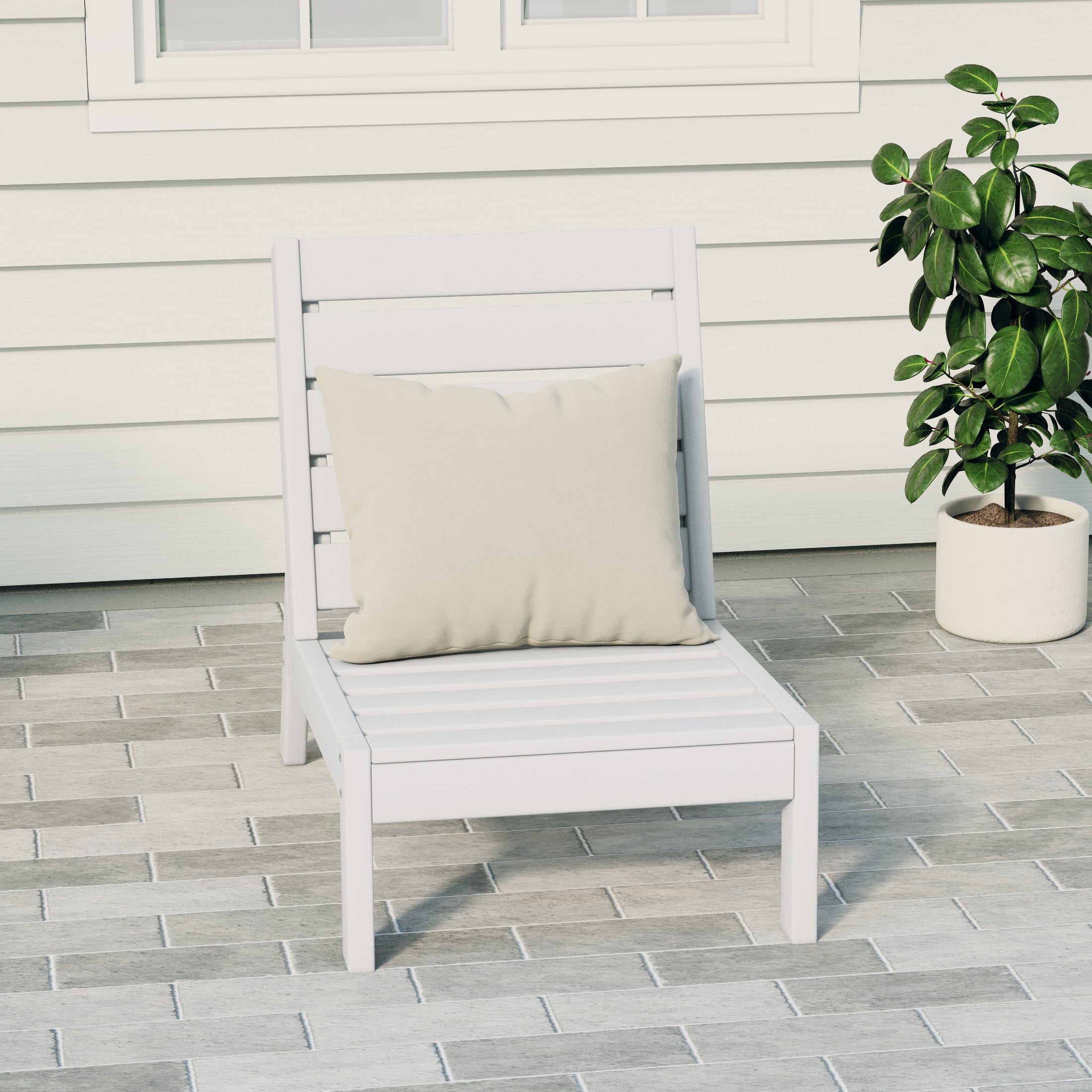 Portsmouth Outdoor HDPE Deep Seating Modular Armless Patio Chair
