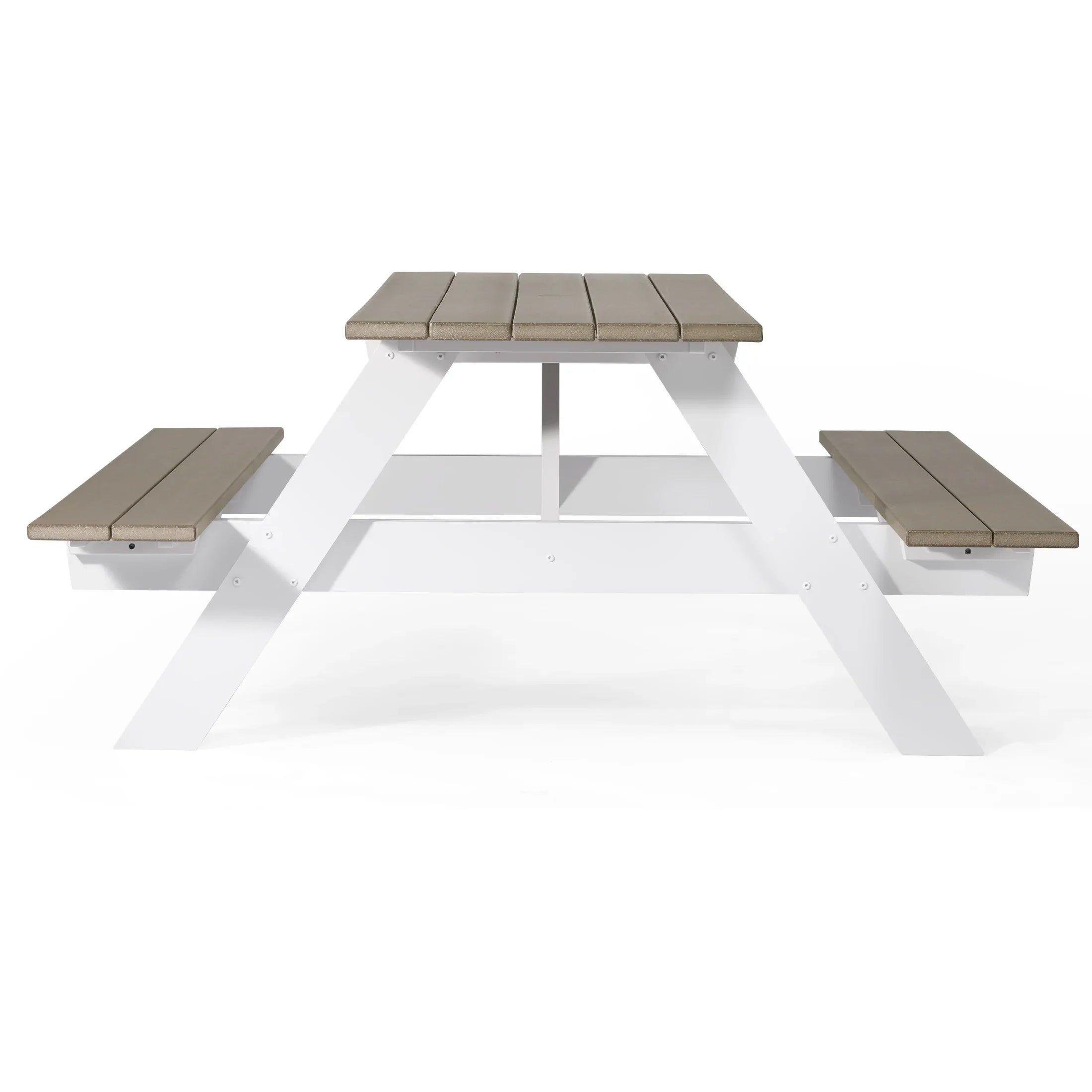 Macon Outdoor 70" HDPE Plastic Picnic Table Bench With Umbrella Hole