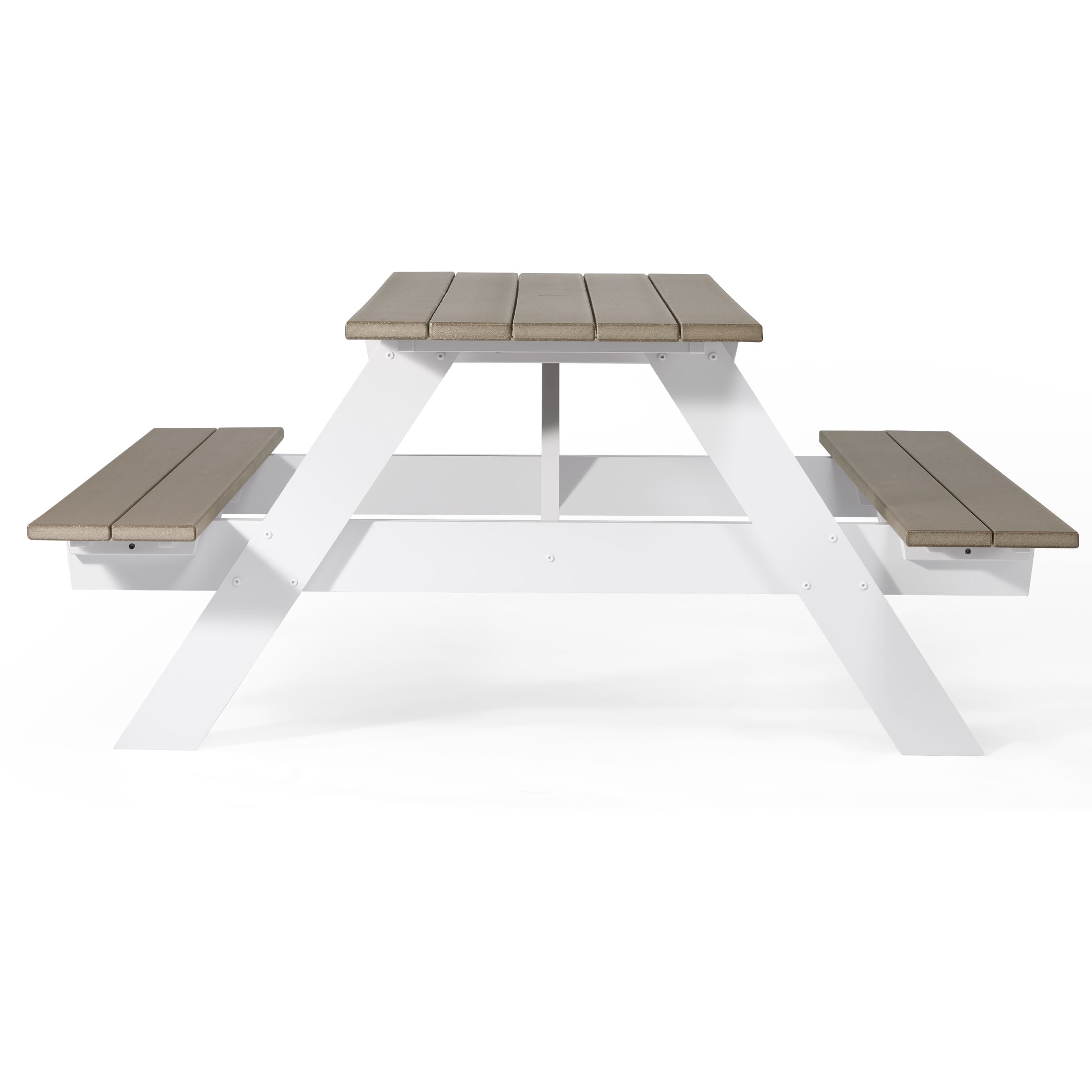 Macon Outdoor 70" HDPE Plastic Picnic Table Bench With Umbrella Hole