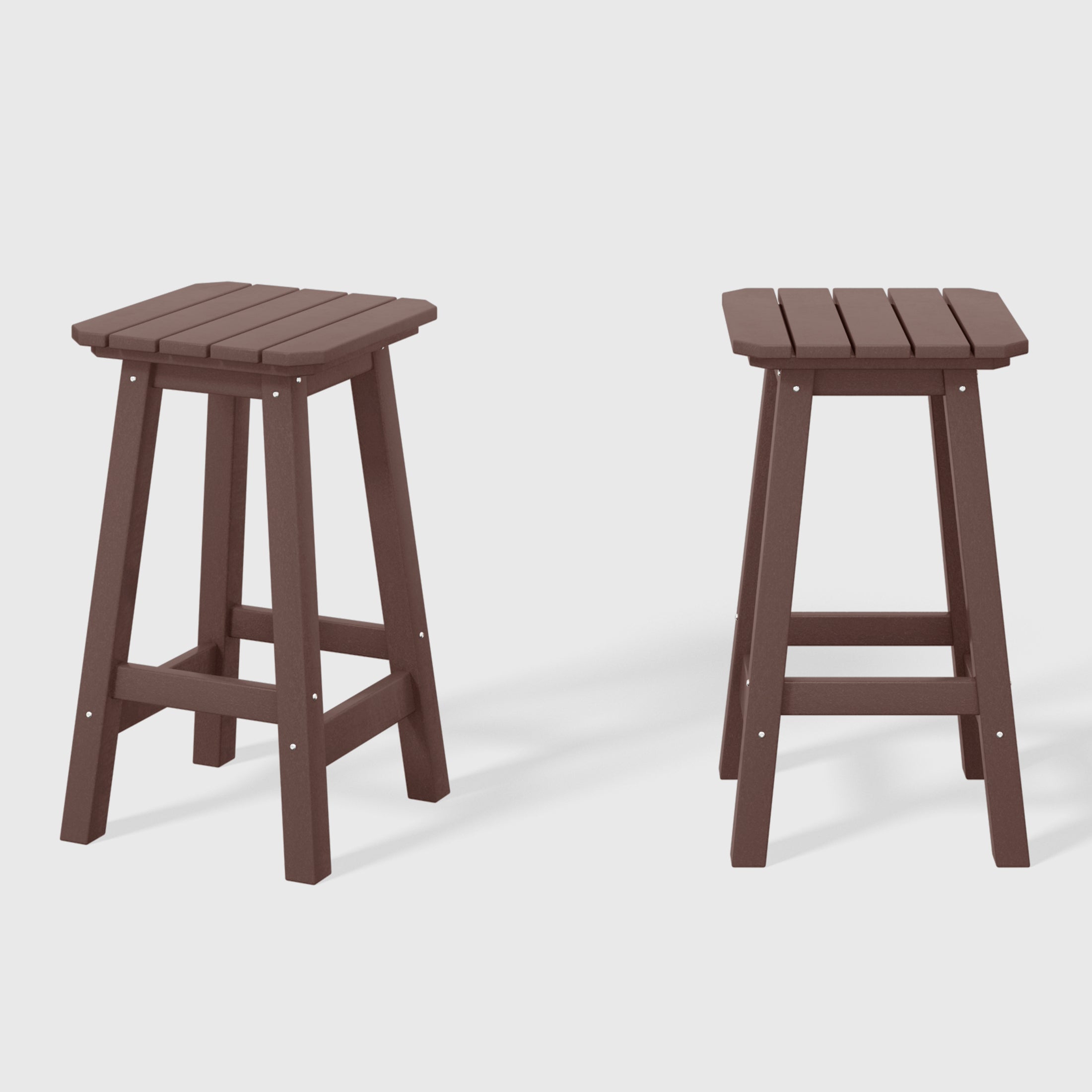 Paradise 24" HDPE Outdoor Patio Counter High Backless Square Bar Stools Set of 2