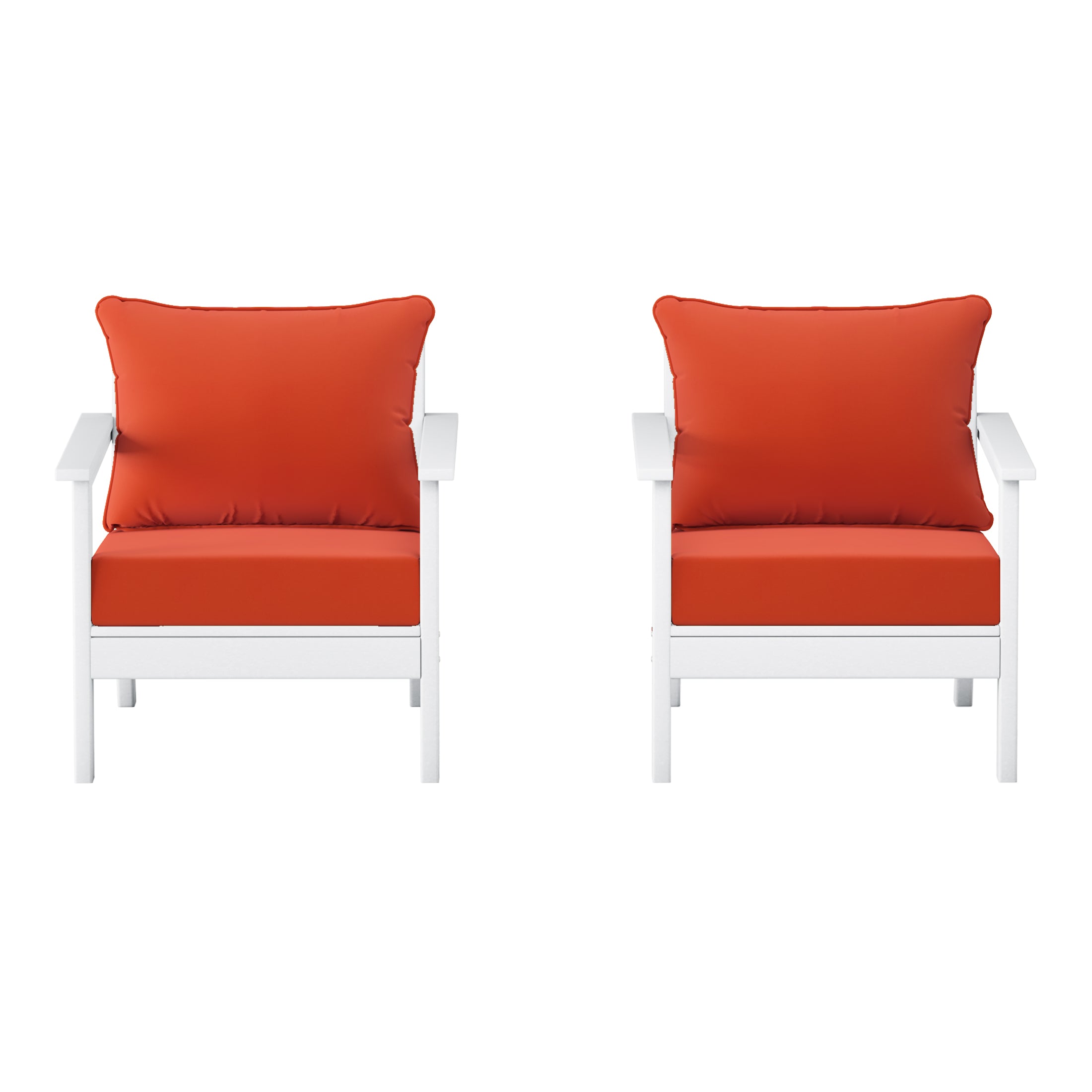 Portsmouth Outdoor Modern HDPE Patio Club Chairs with Deep Seat Cushions (Set of 2)