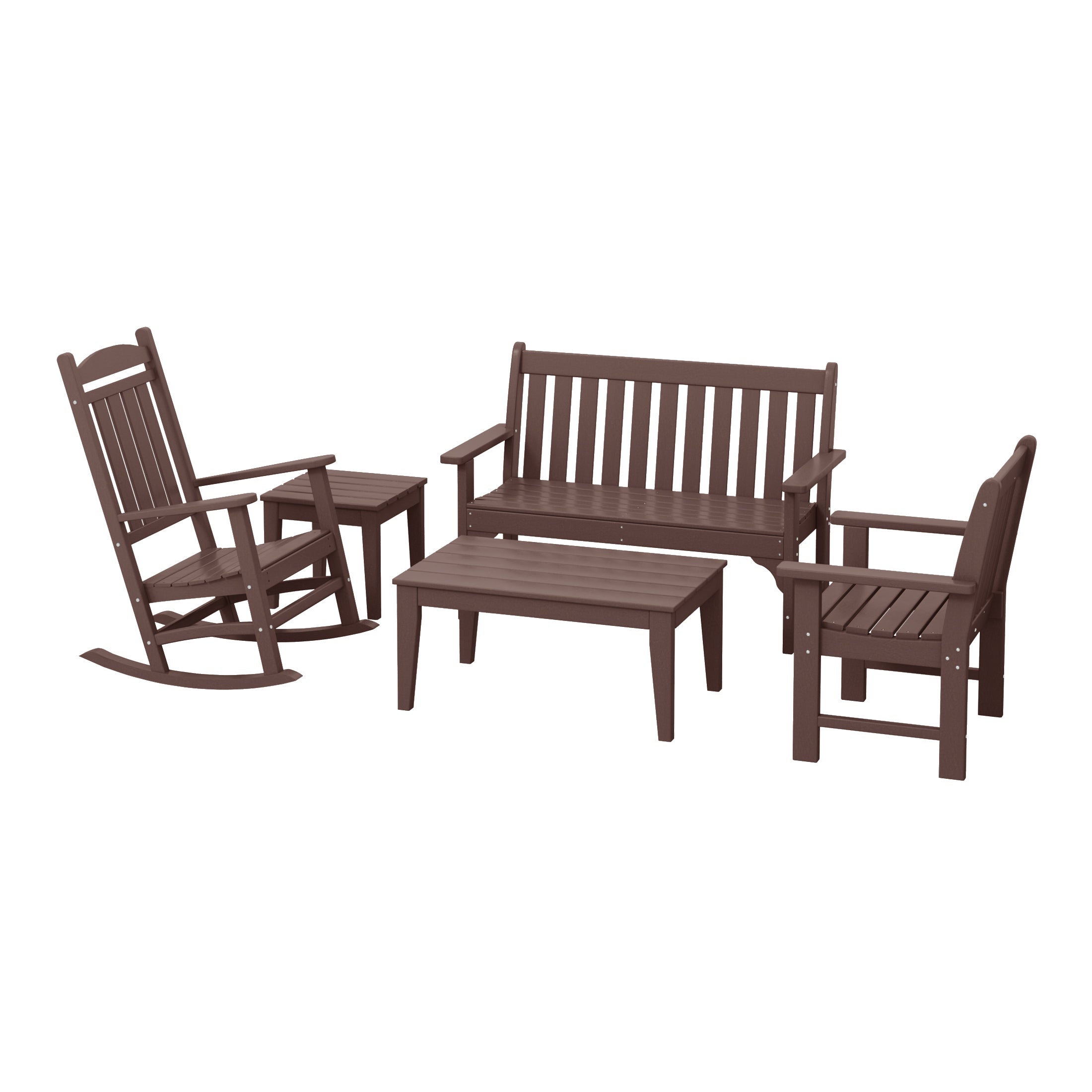 Paradise 5-Piece HDPE Outdoor Patio Furniture Couch and Rocking Chair Set