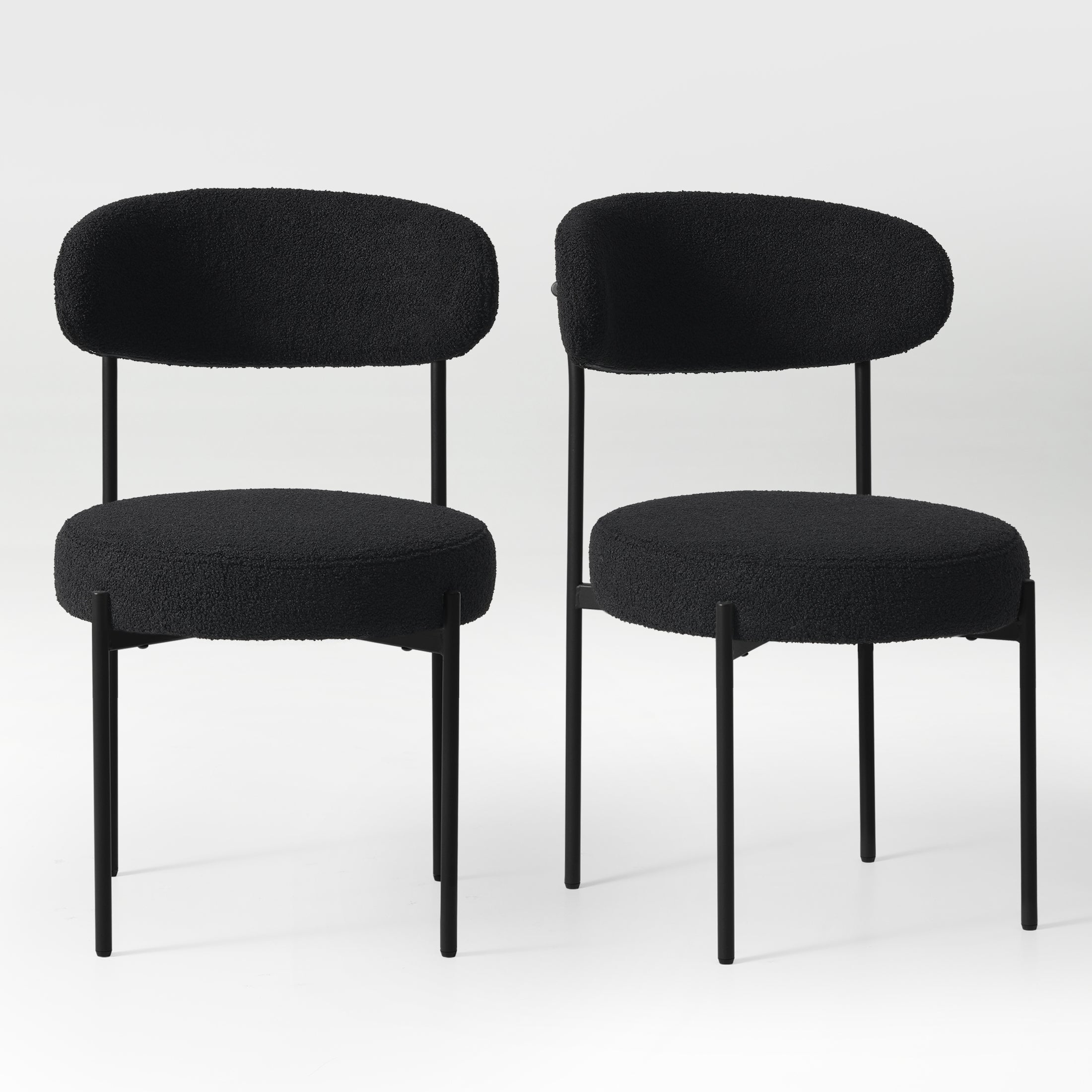 Celine Mid-Century Modern Upholstered Sherpa Round Dining Chairs (Set of 2)