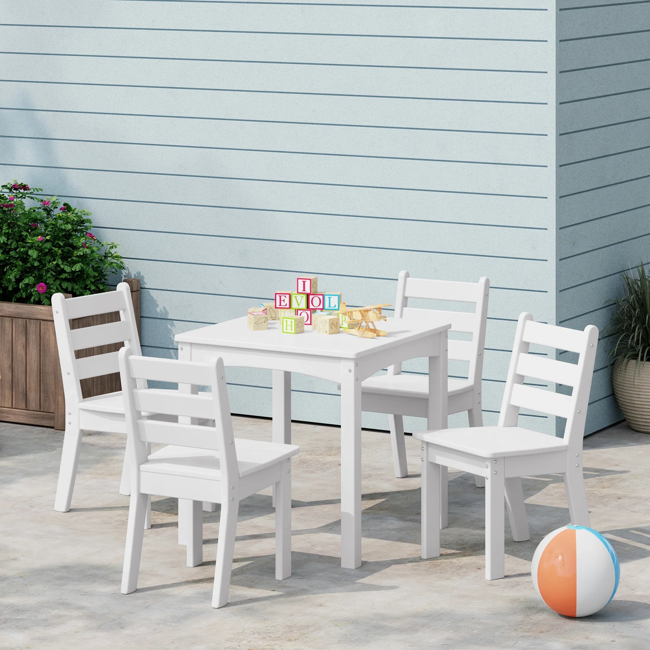 Playhouse Kids 5-Piece HDPE Dining Table and Chairs Set
