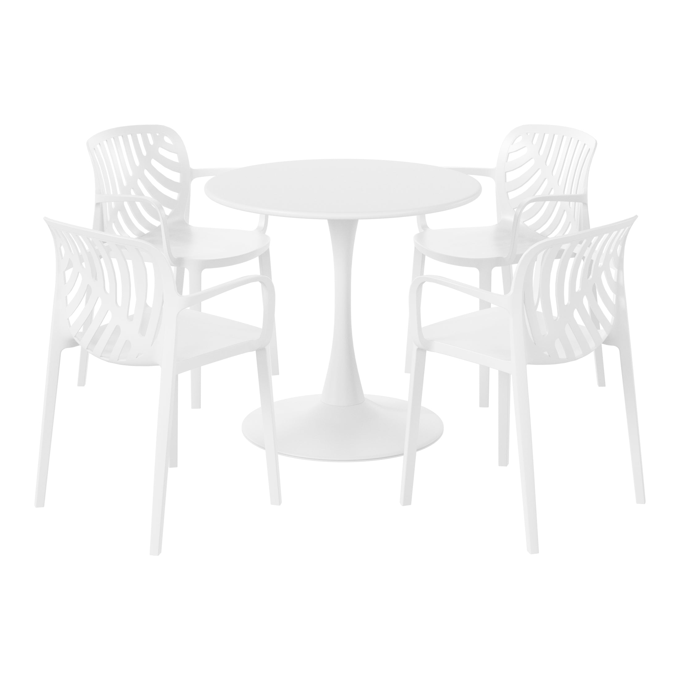 Sunshine 5-Piece Outdoor Indoor Metal Patio Dining Table Set With Stackable Patio Arm Chairs