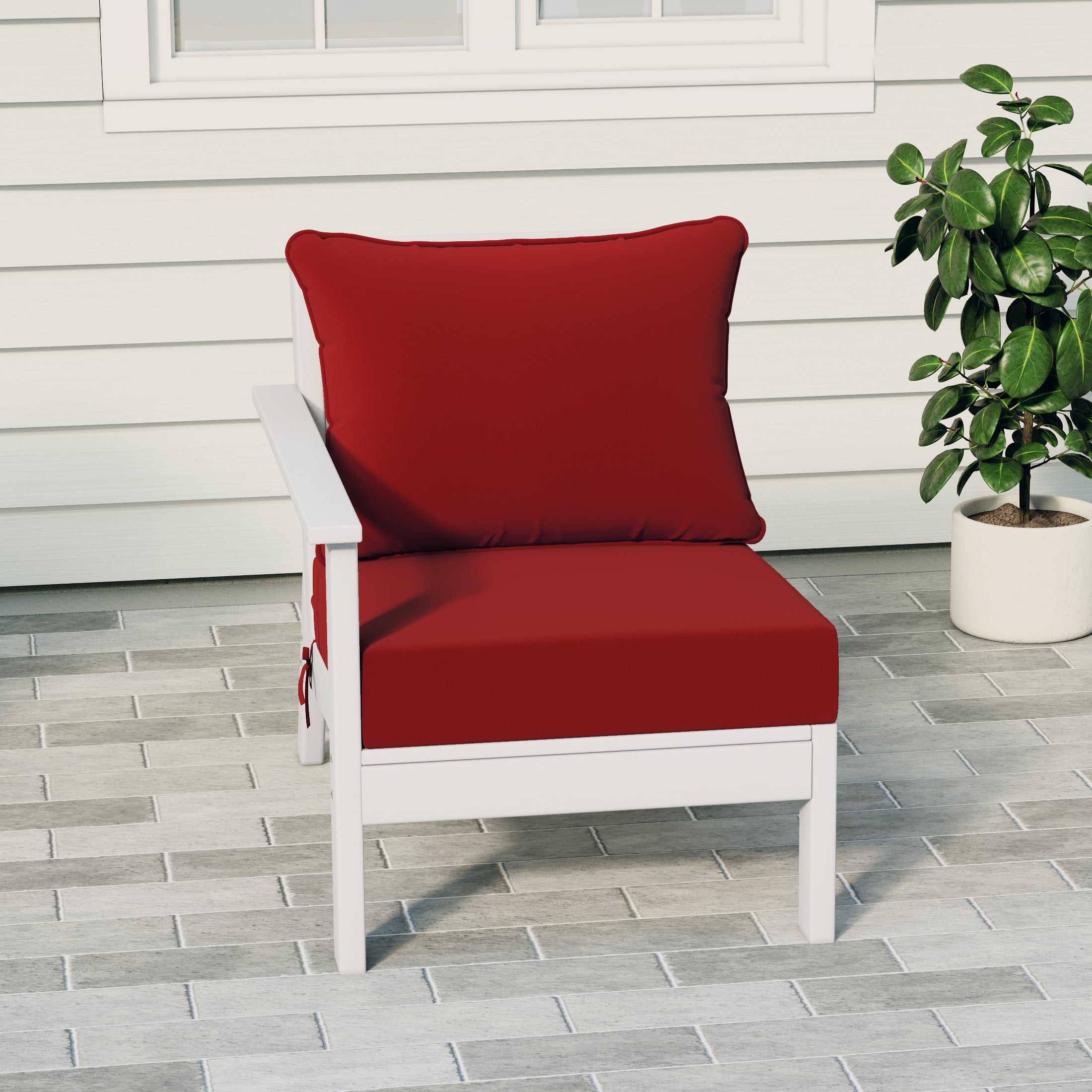 Portsmouth Outdoor Patio HDPE Left Arm Sectional Corner Club Chair with Patio Cushions