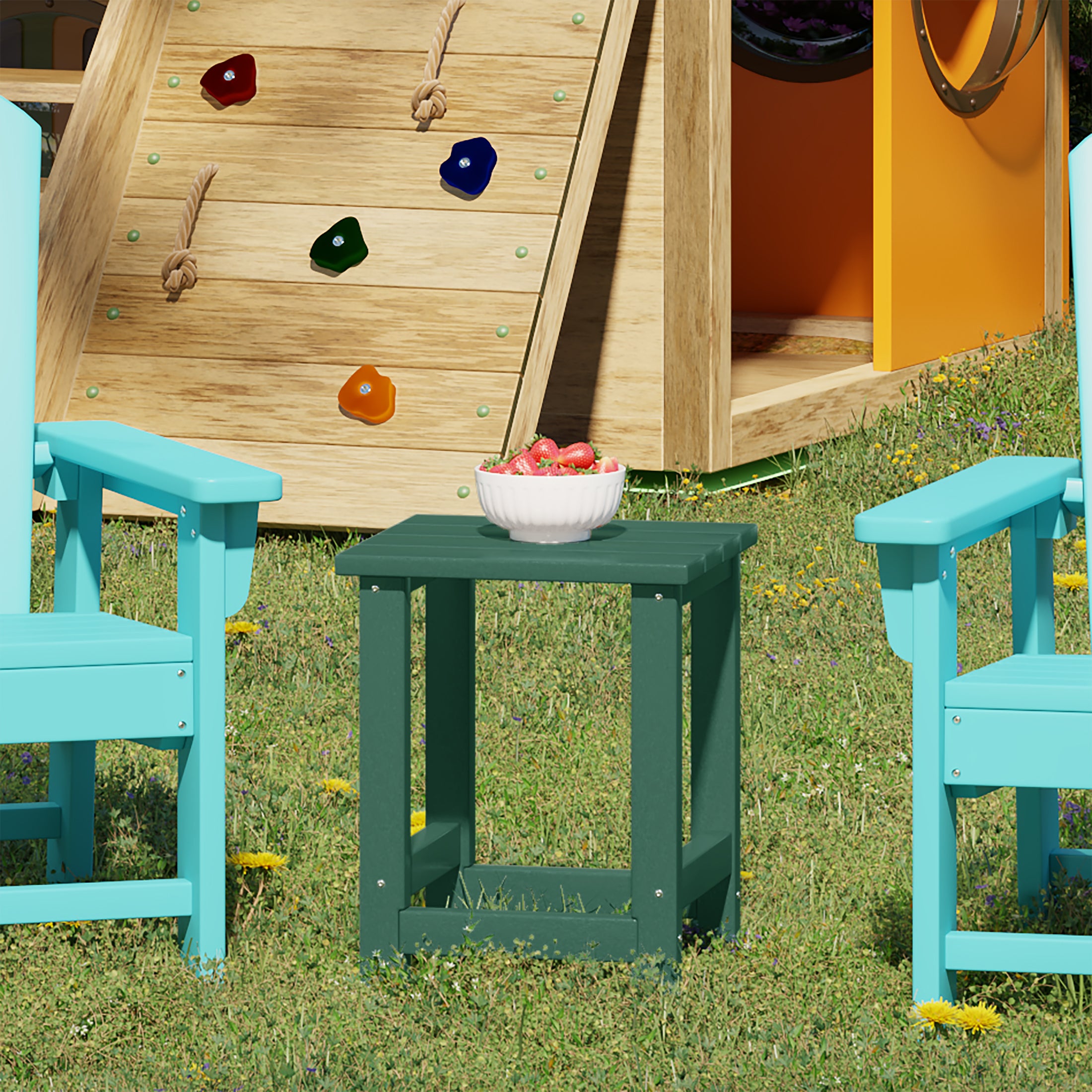 Paradise Kids Outdoor Patio Furniture HDPE Adirondack Square Side Table