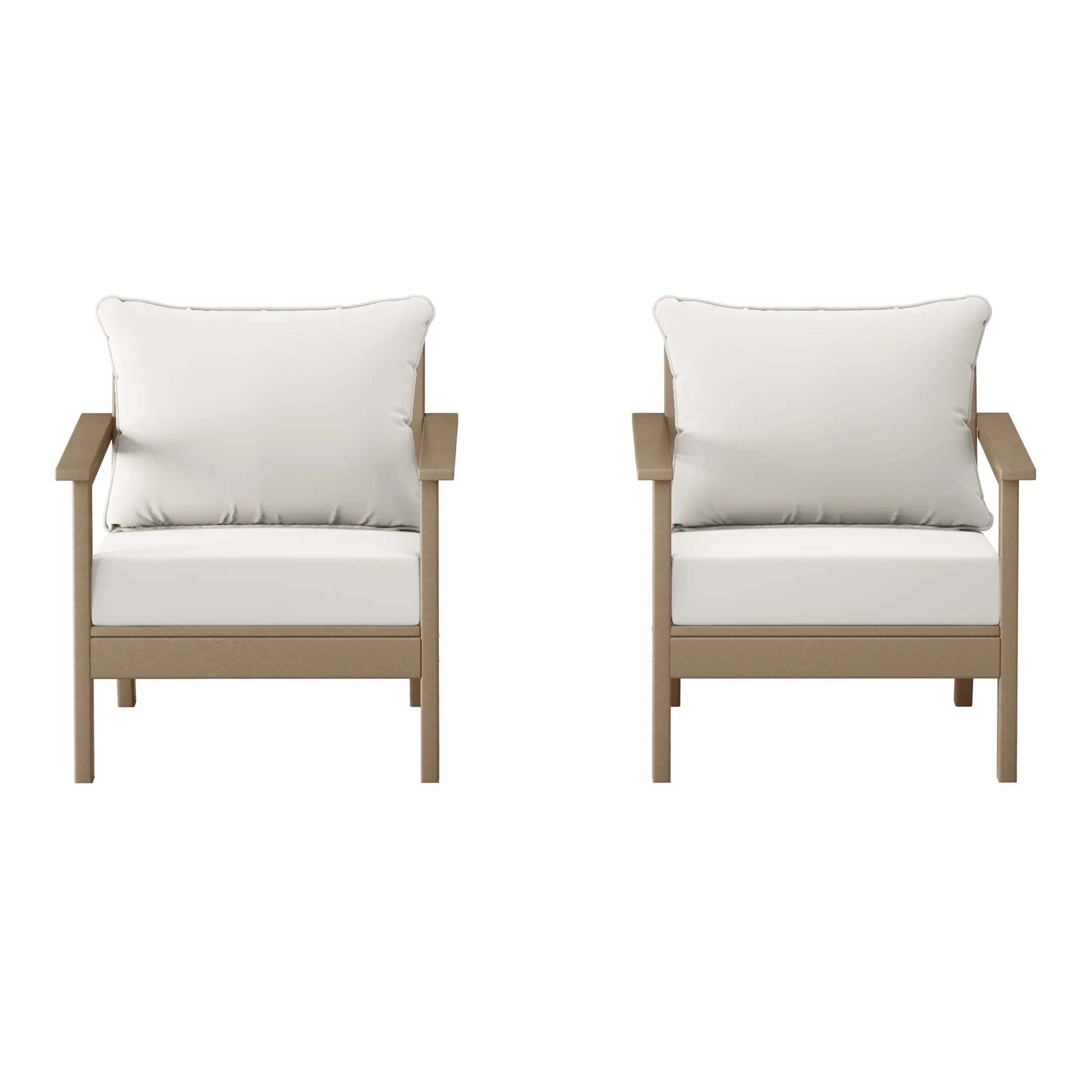 Portsmouth Outdoor Modern HDPE Patio Club Chairs with Deep Seat Cushions (Set of 2)