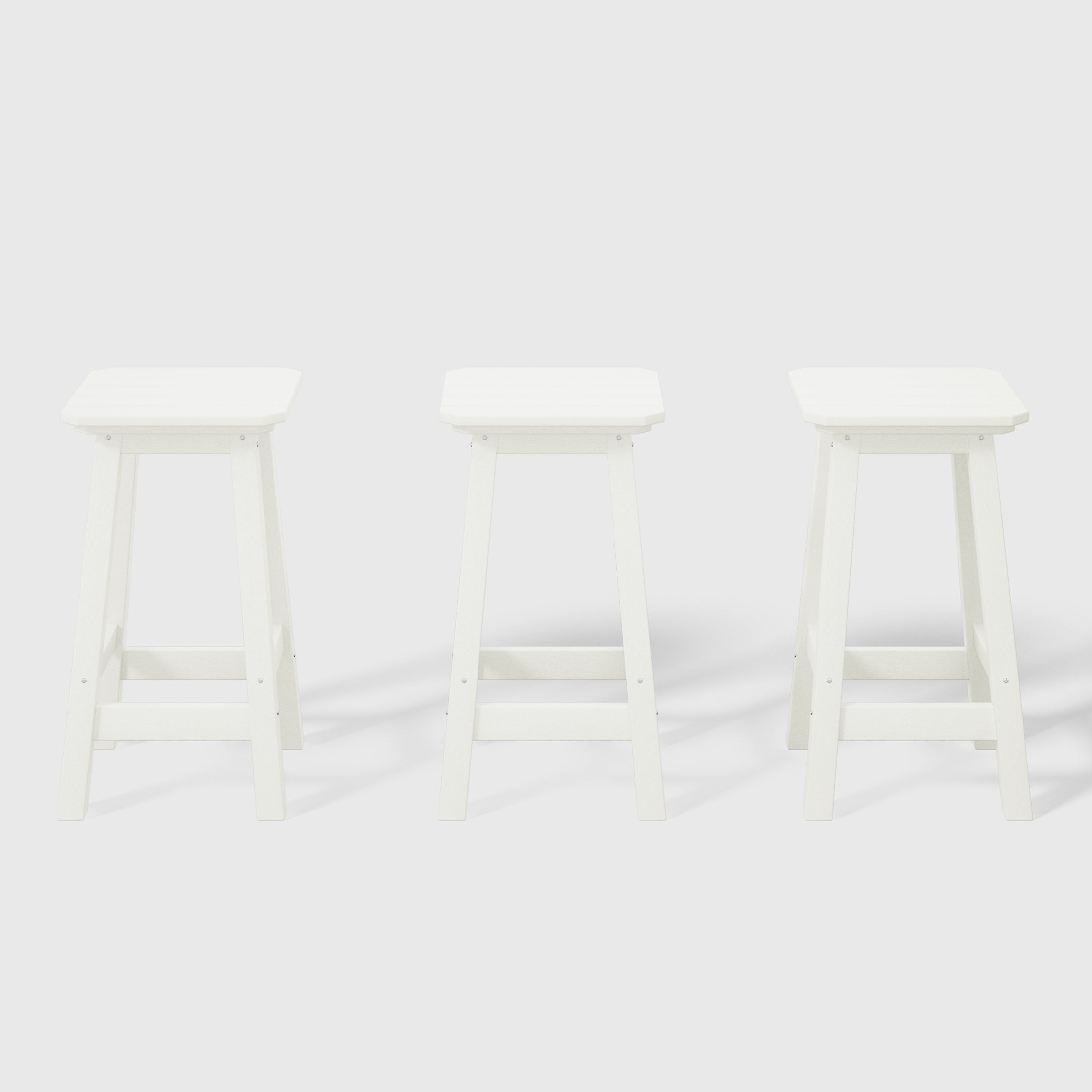 Paradise 24" HDPE Outdoor Patio Counter High Backless Square Bar Stools Set of Three