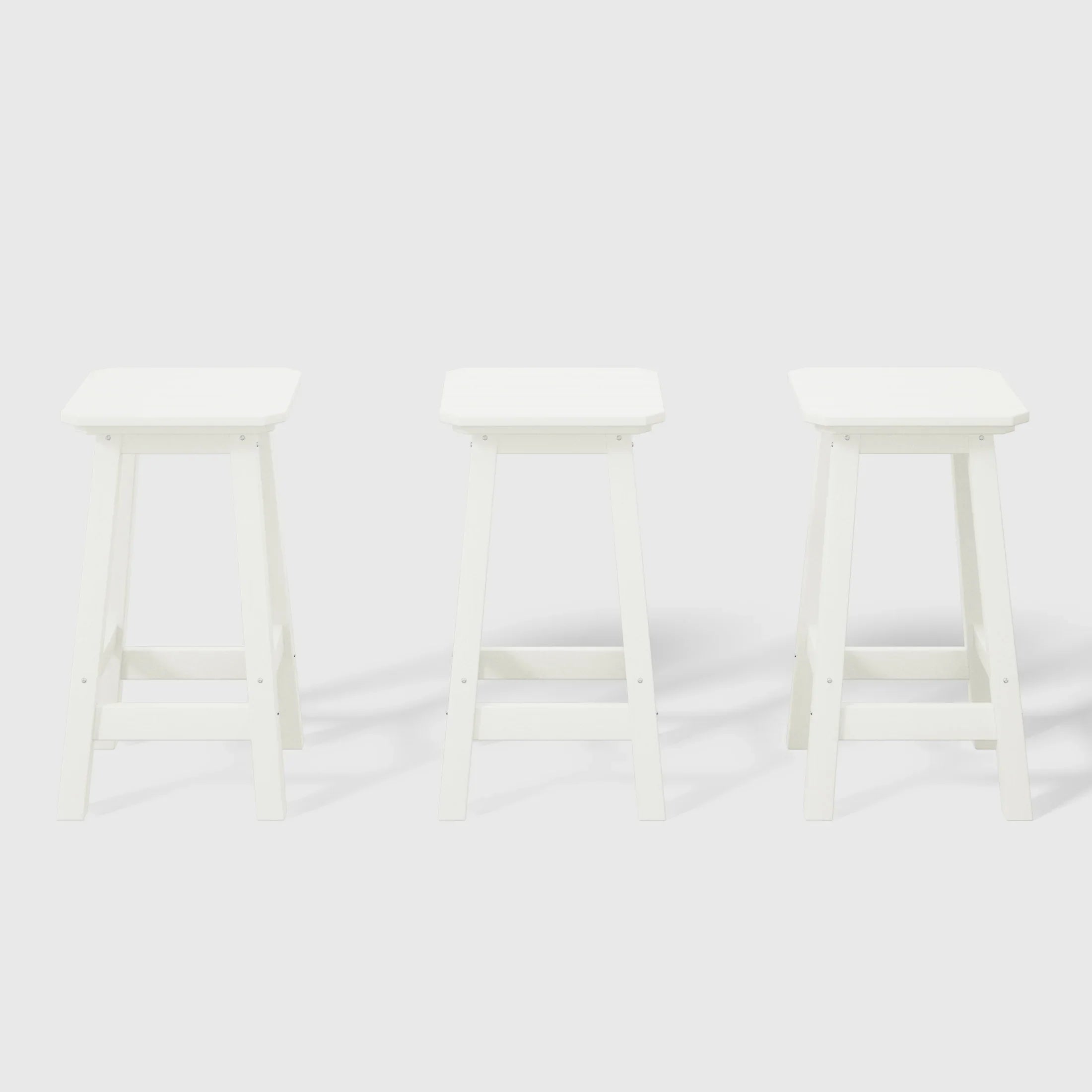 Paradise 24" HDPE Outdoor Patio Counter High Backless Square Bar Stools Set of Three