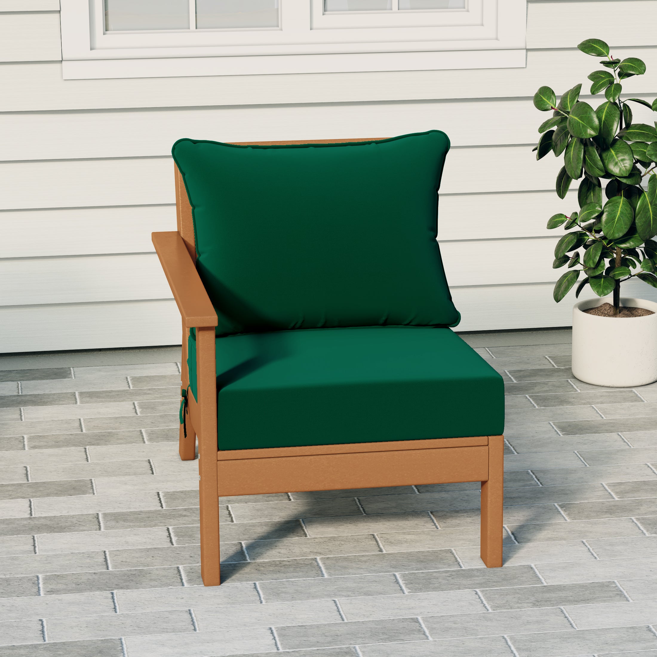 Portsmouth Outdoor Patio HDPE Left Arm Sectional Corner Club Chair with Patio Cushions
