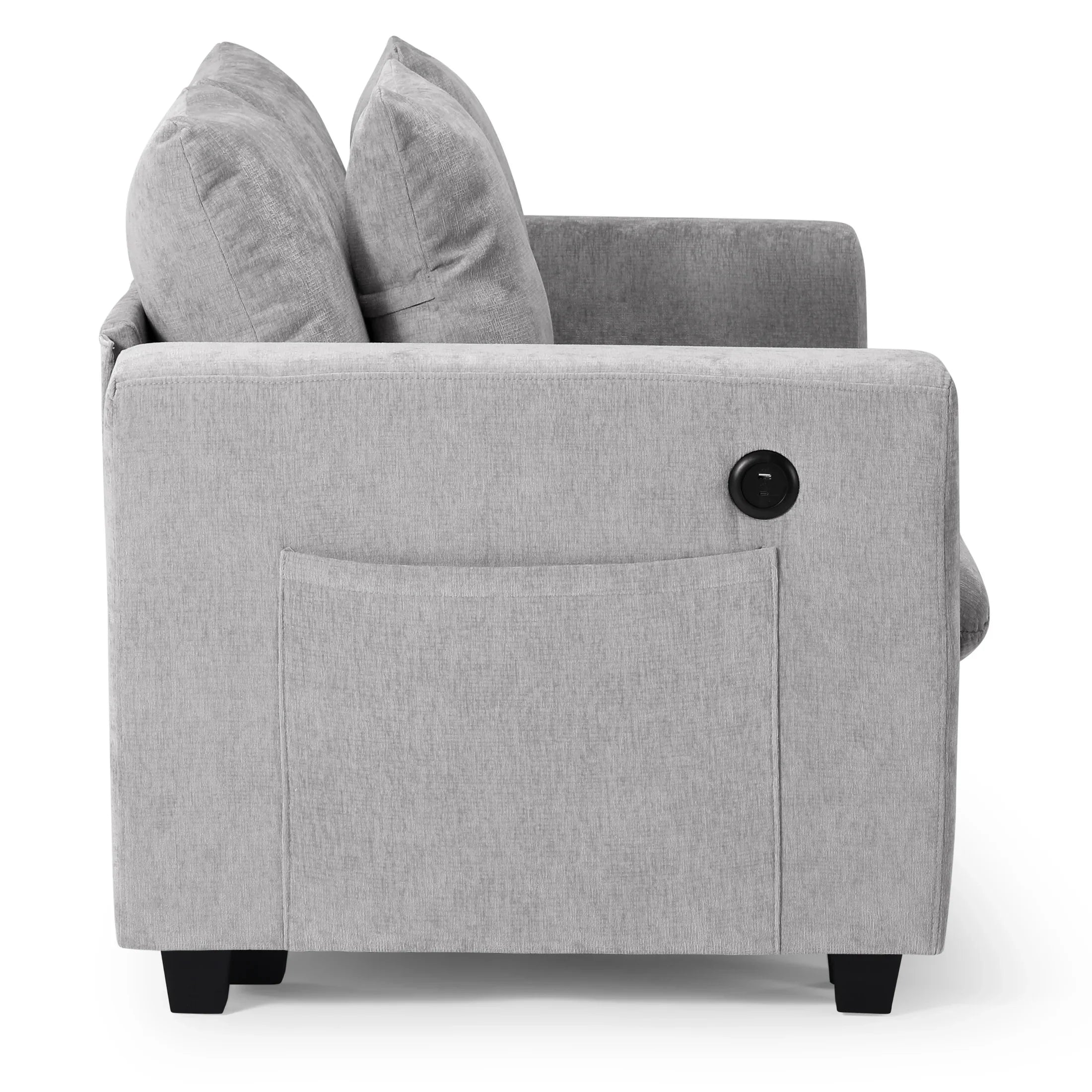 Springfield 70" Modular Chenille Loveseat Sofa With USB/Type-C Ports and Side Pockets