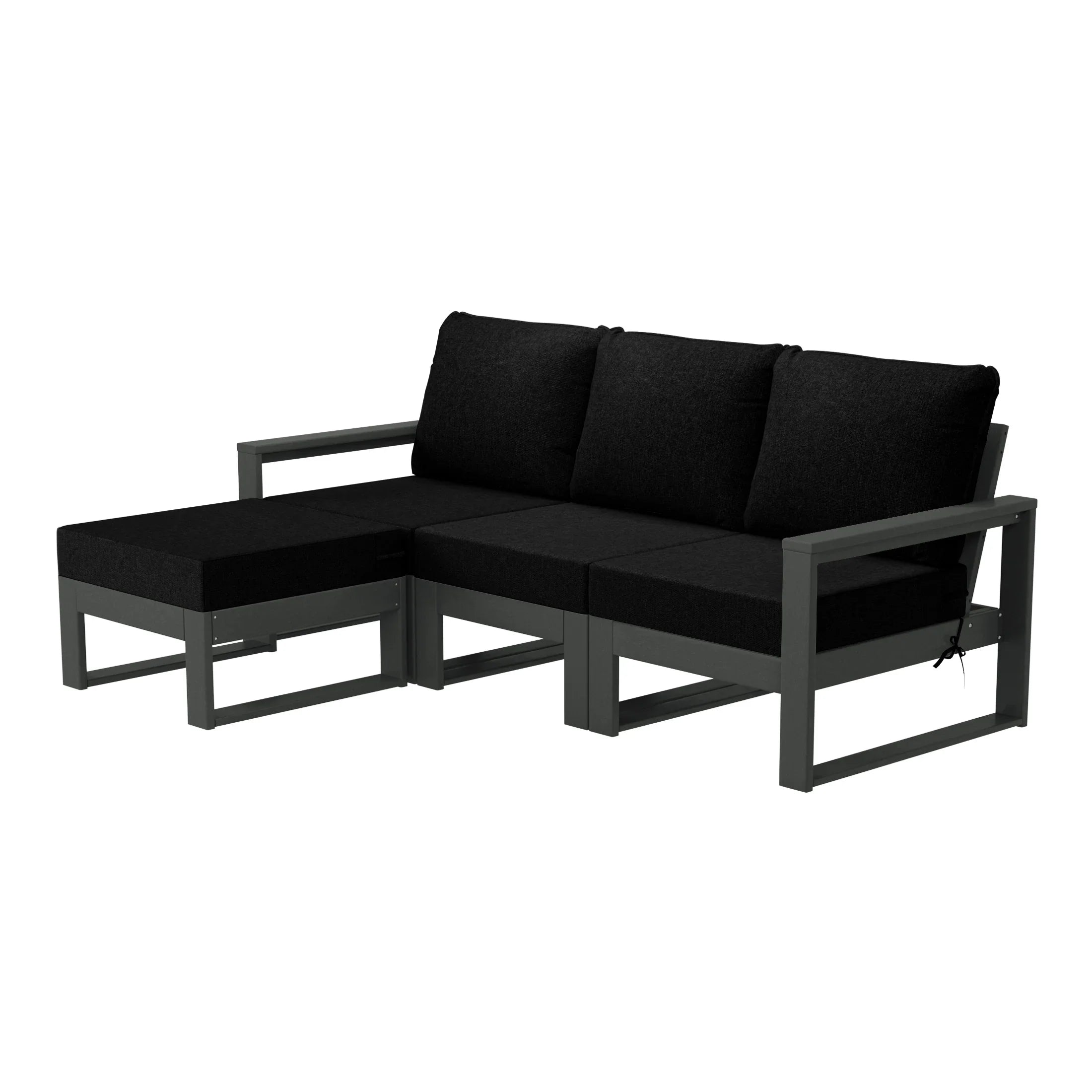 Rockaway 4-Piece Outdoor HDPE All-Weather Modern Deep Seating Patio Sofa Sectional Set with Waterproof Cushions