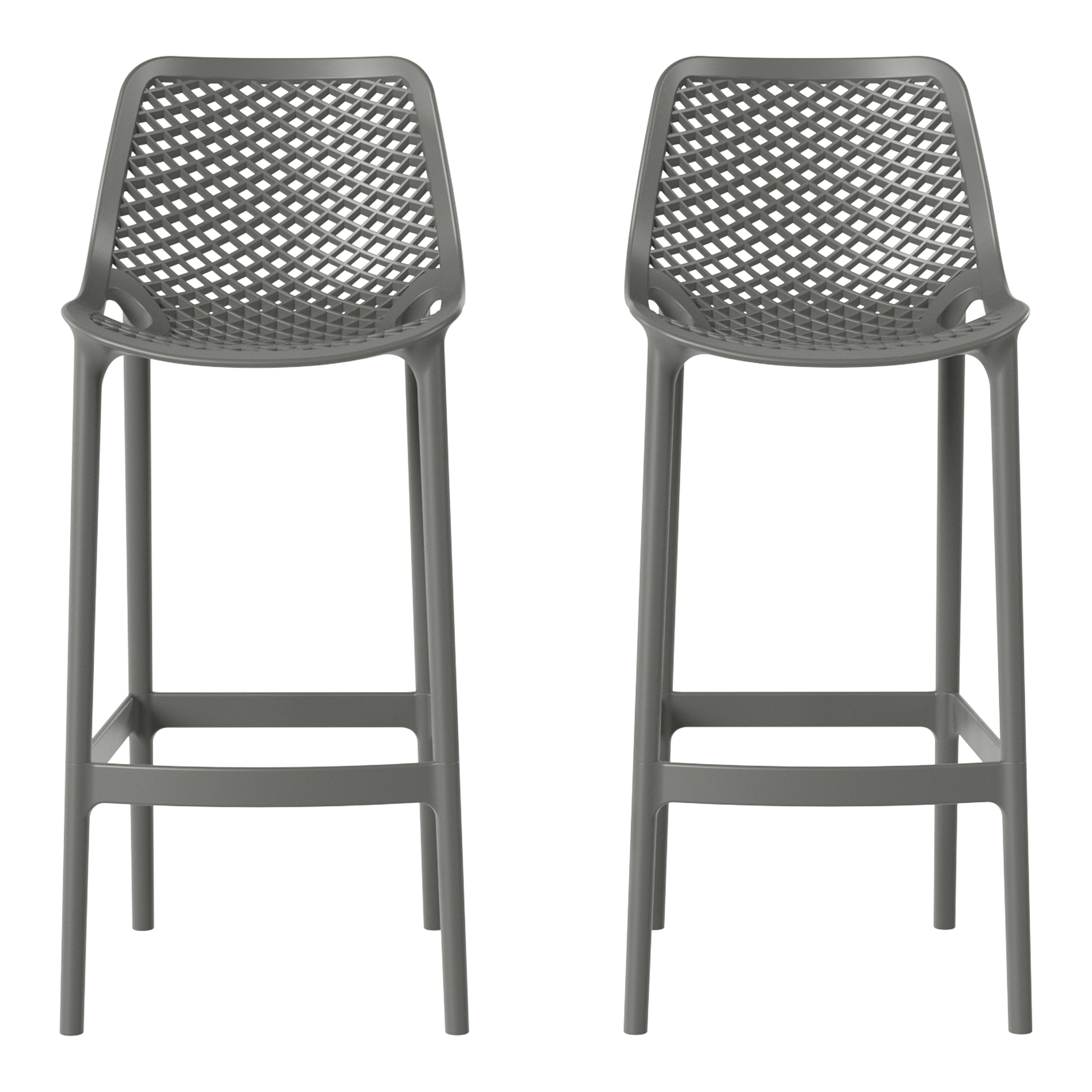 Sunshine 41.75" Outdoor Modern Polypropylene Plastic Patio Bar Height Stools (Set of 2)