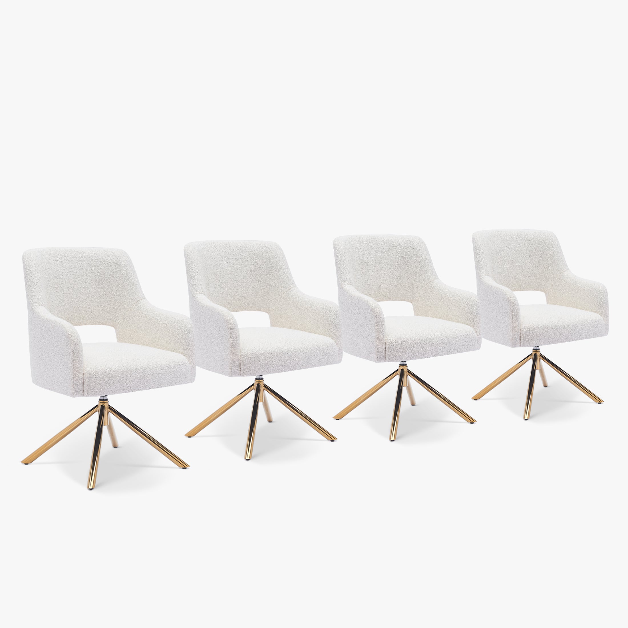 Amélie Mid-Century Modern Wide Boucle Swivel Accent Arm Chair (Set of 4)
