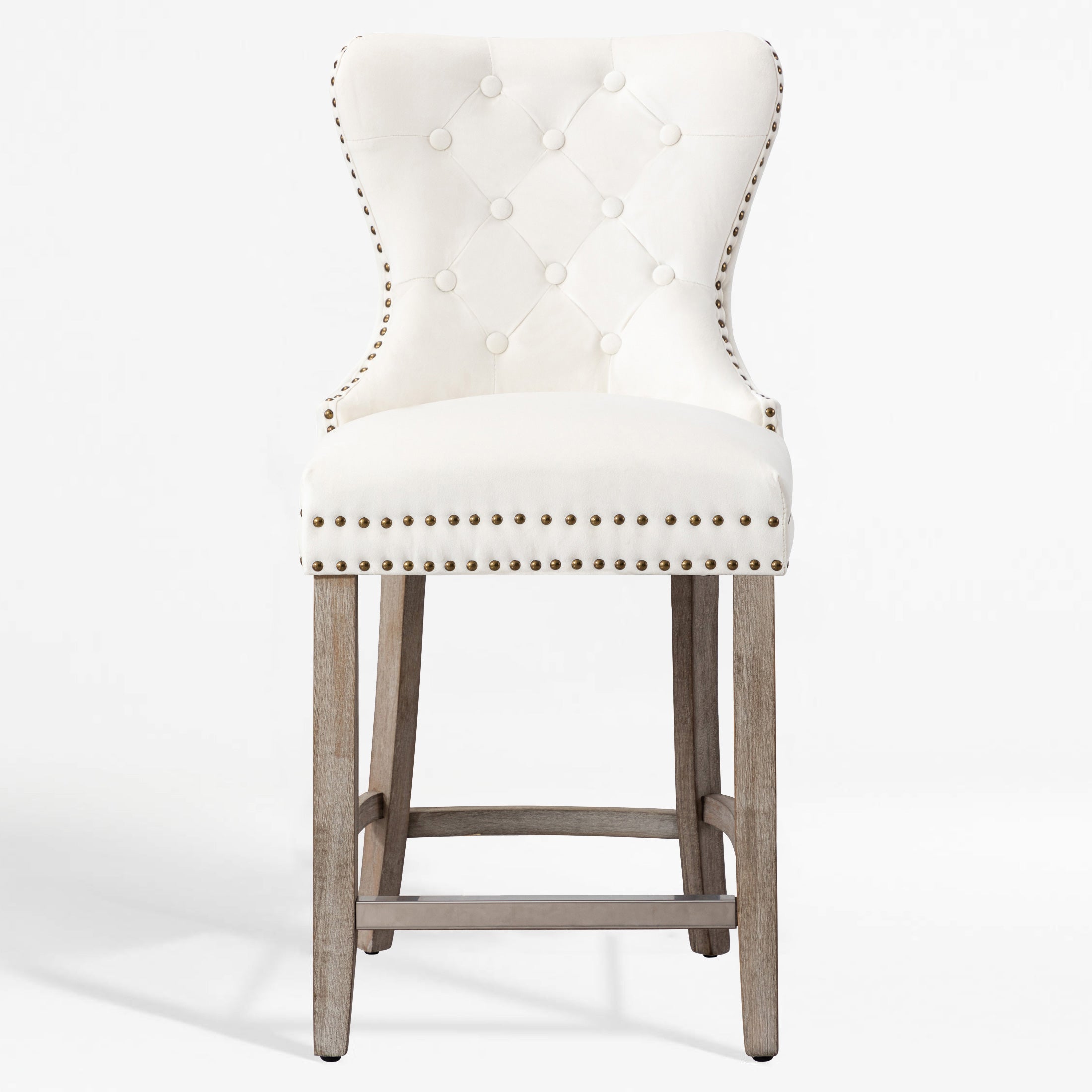 Hank 24" Tufted Velvet Counter Stool, Antique Gray