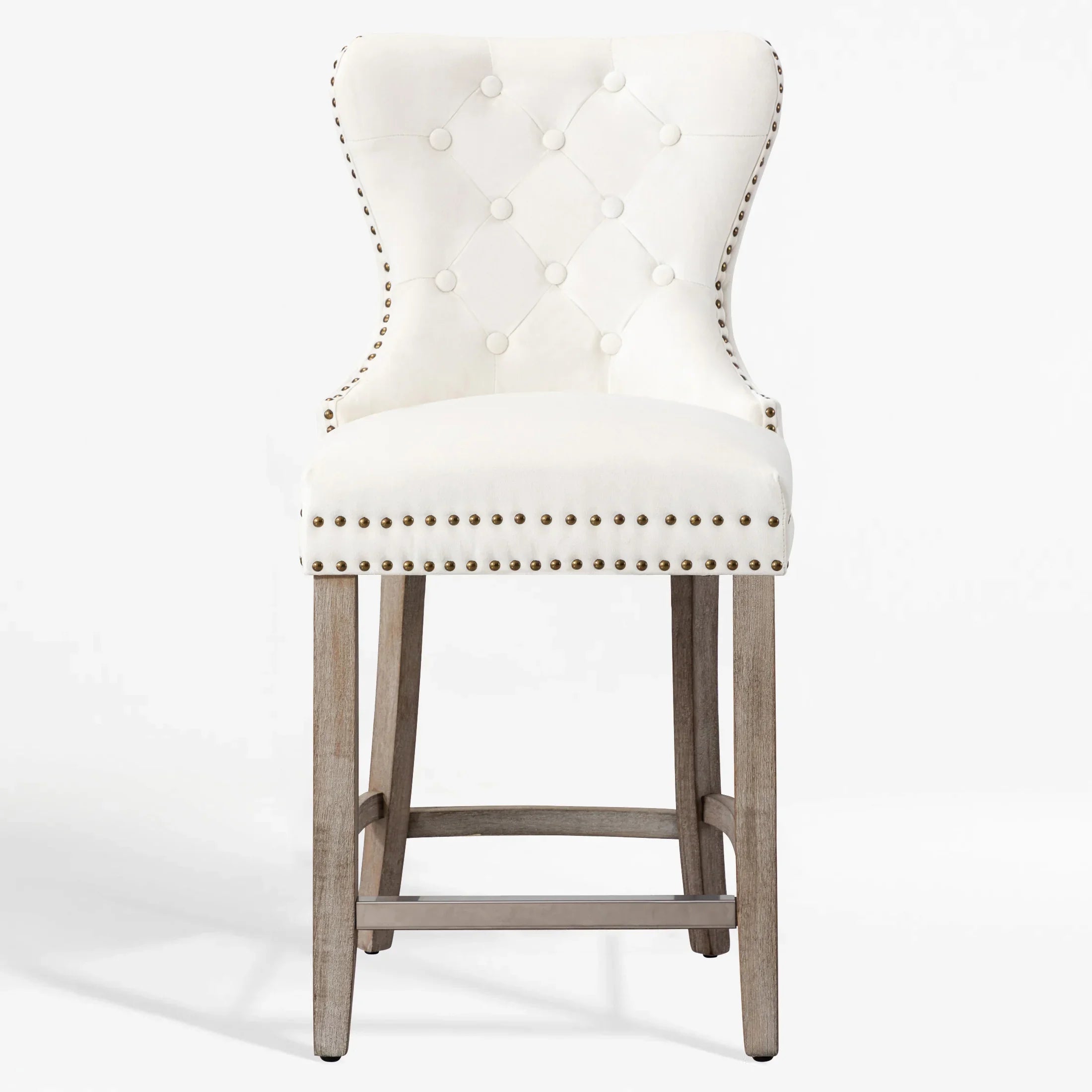 Hank 24" Tufted Velvet Counter Stool, Antique Gray