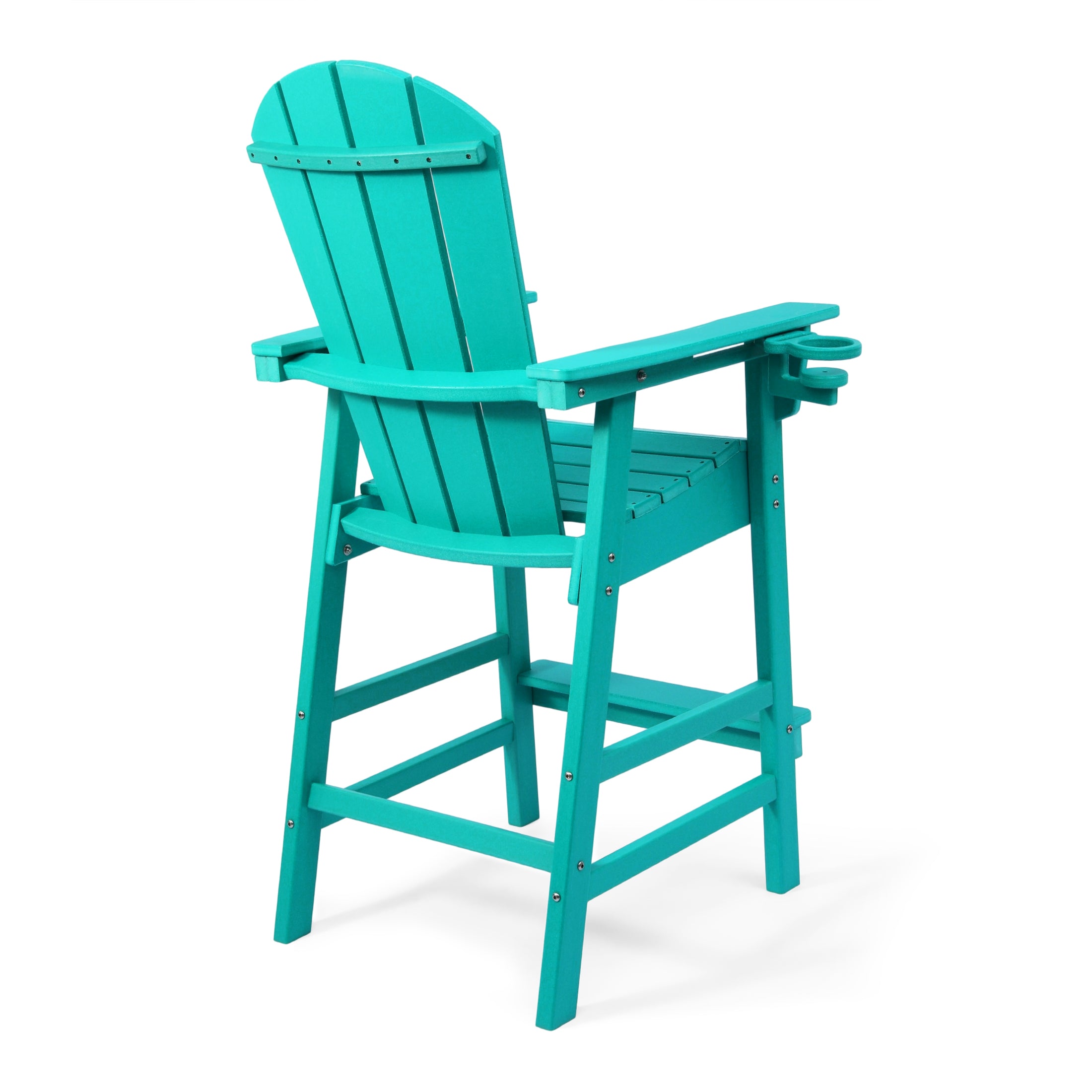Paradise Outdoor HDPE Tall Adirondack Bar Height Chair With Cup Holder