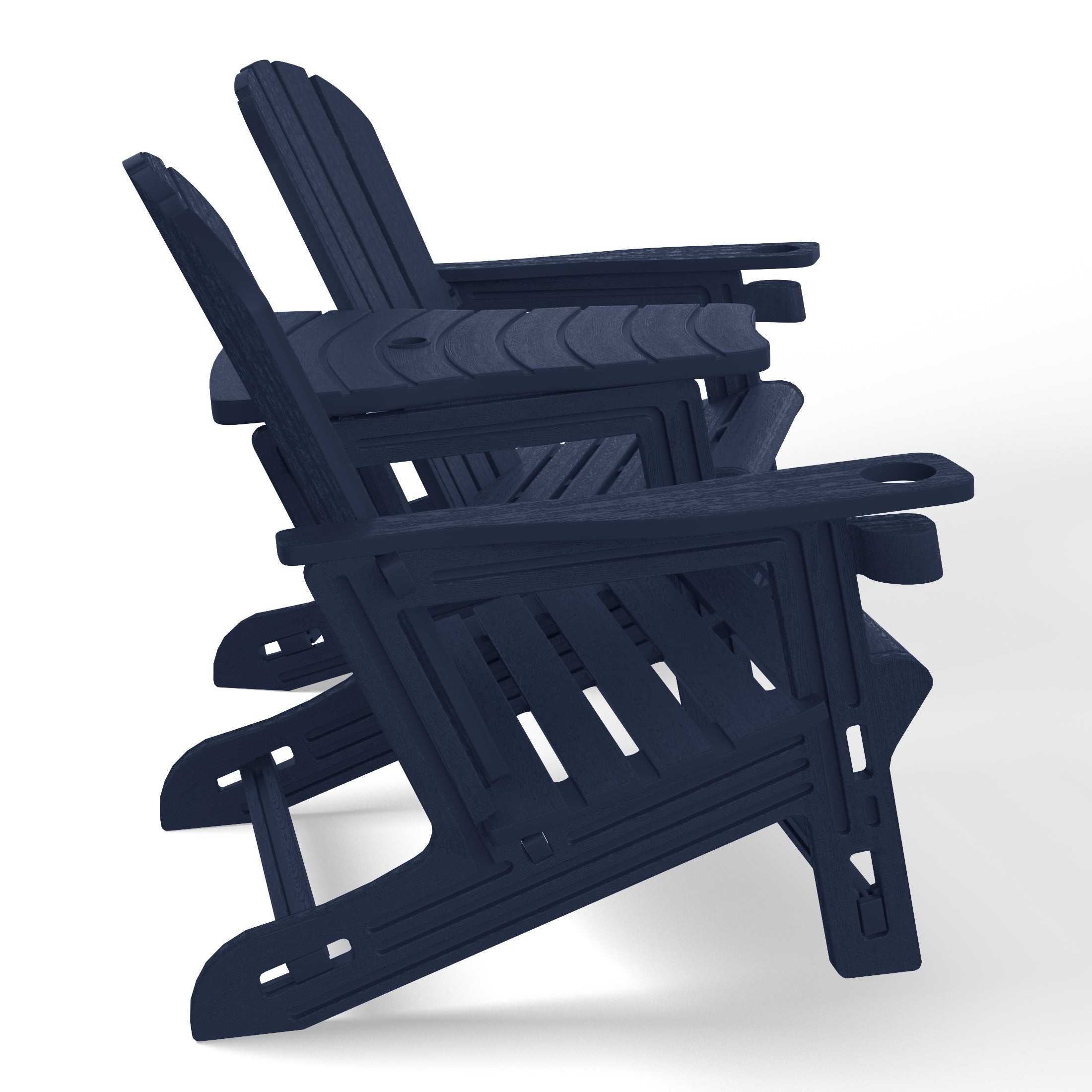 Cayman Outdoor HDPE Adirondack Chairs With Connecting Table Tray (Set of 2)