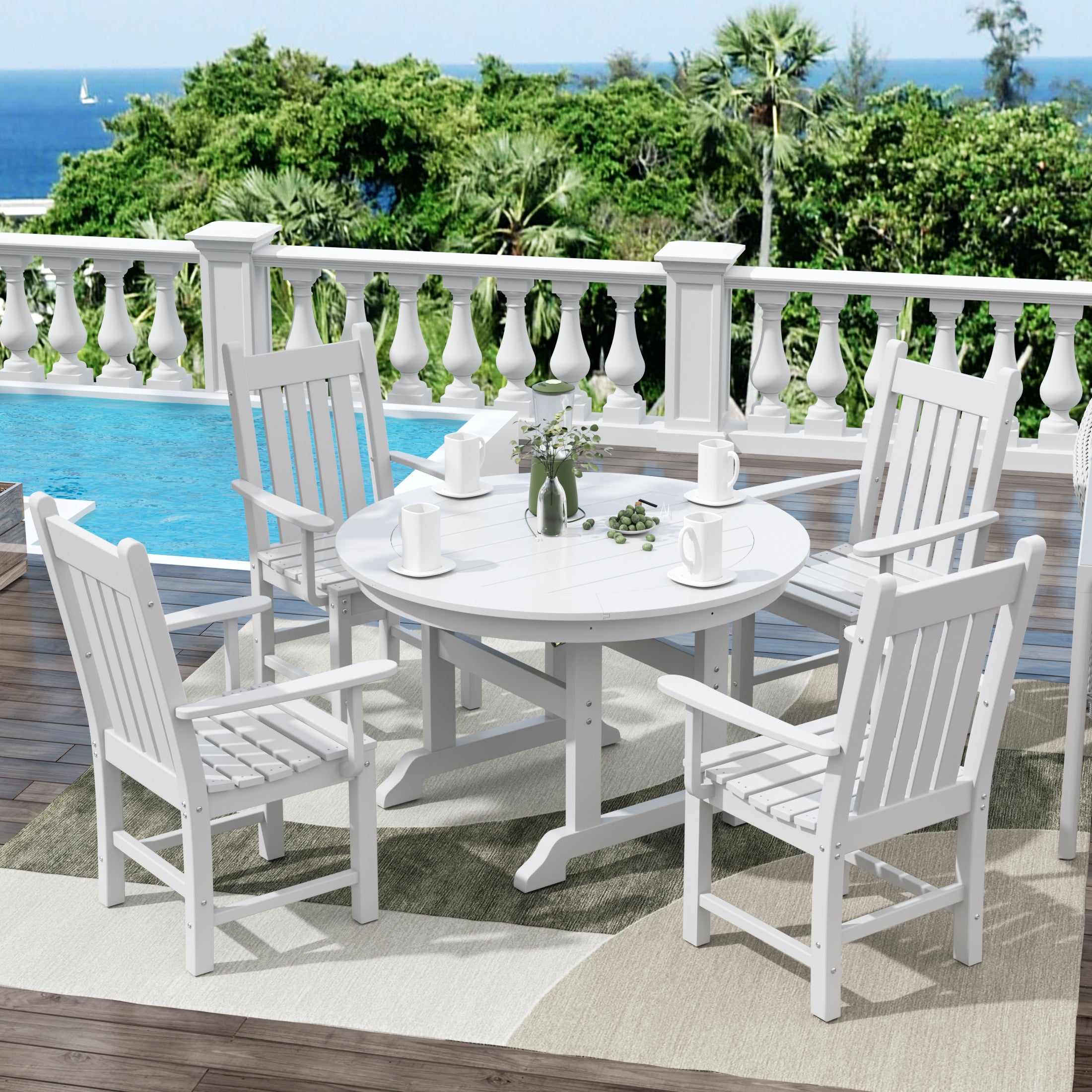 Paradise 5 Piece Outdoor Patio Dining Set Outdoor Round Table and Armchair Set